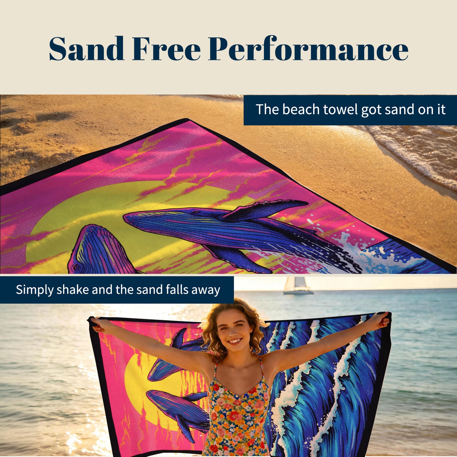 Tropical Pop Art Scenery Beach Towel Quick Dry Microfiber Summer Vacation Gift