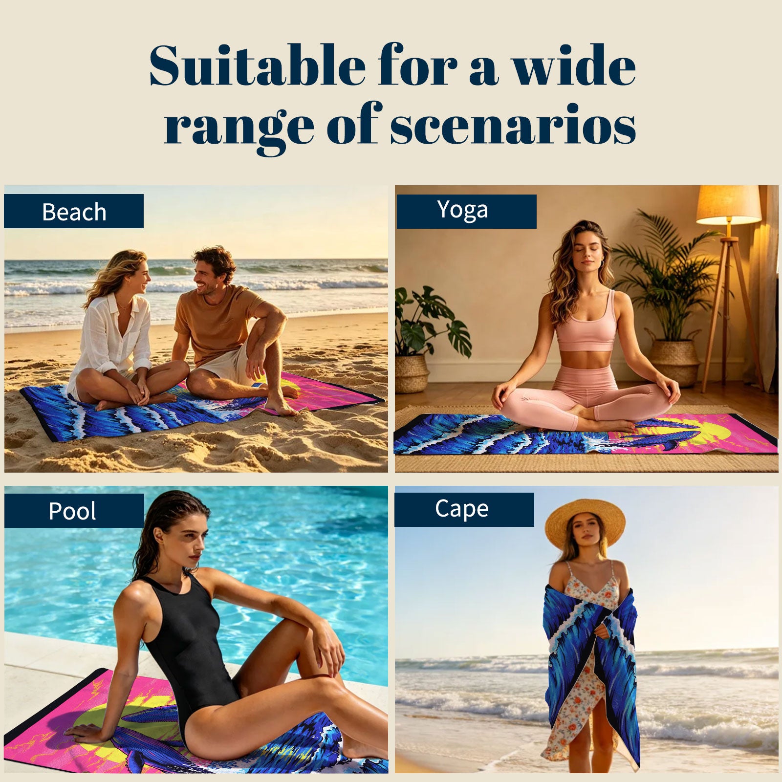 Tropical Pop Art Scenery Beach Towel Quick Dry Microfiber Summer Vacation Gift