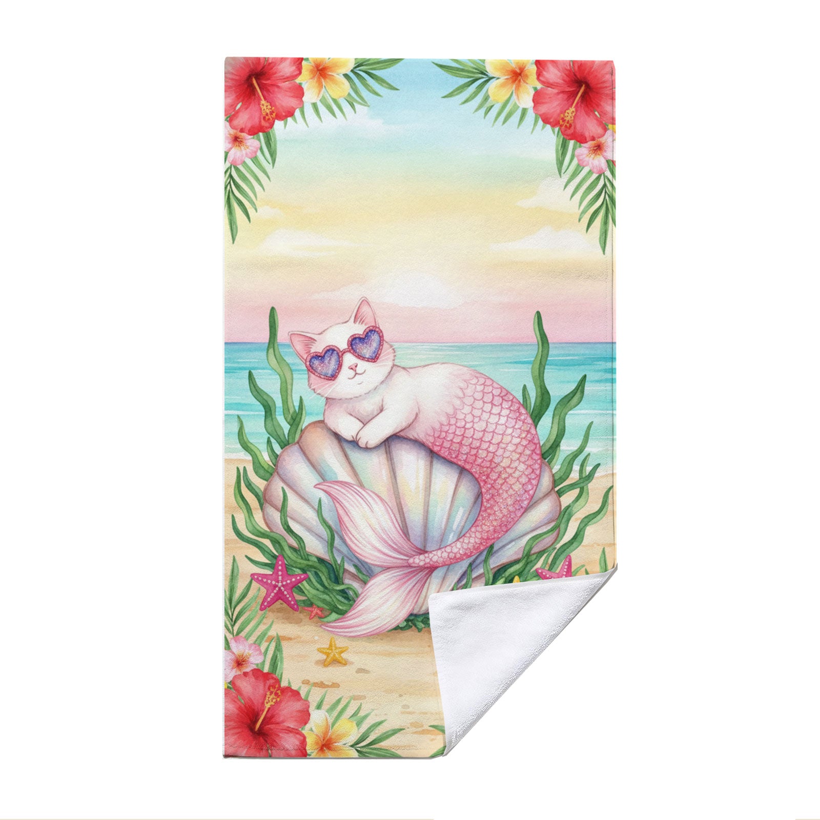 Cute Watercolor Beach Towel Tropical Fairy Tale Quick Dry Summer Gift
