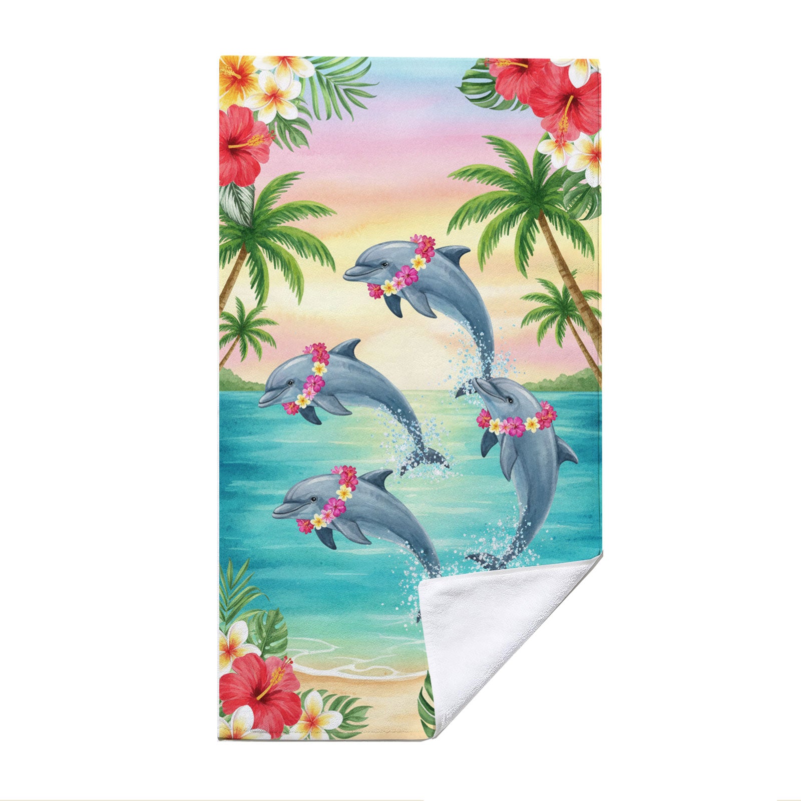Cute Watercolor Beach Towel Tropical Fairy Tale Quick Dry Summer Gift
