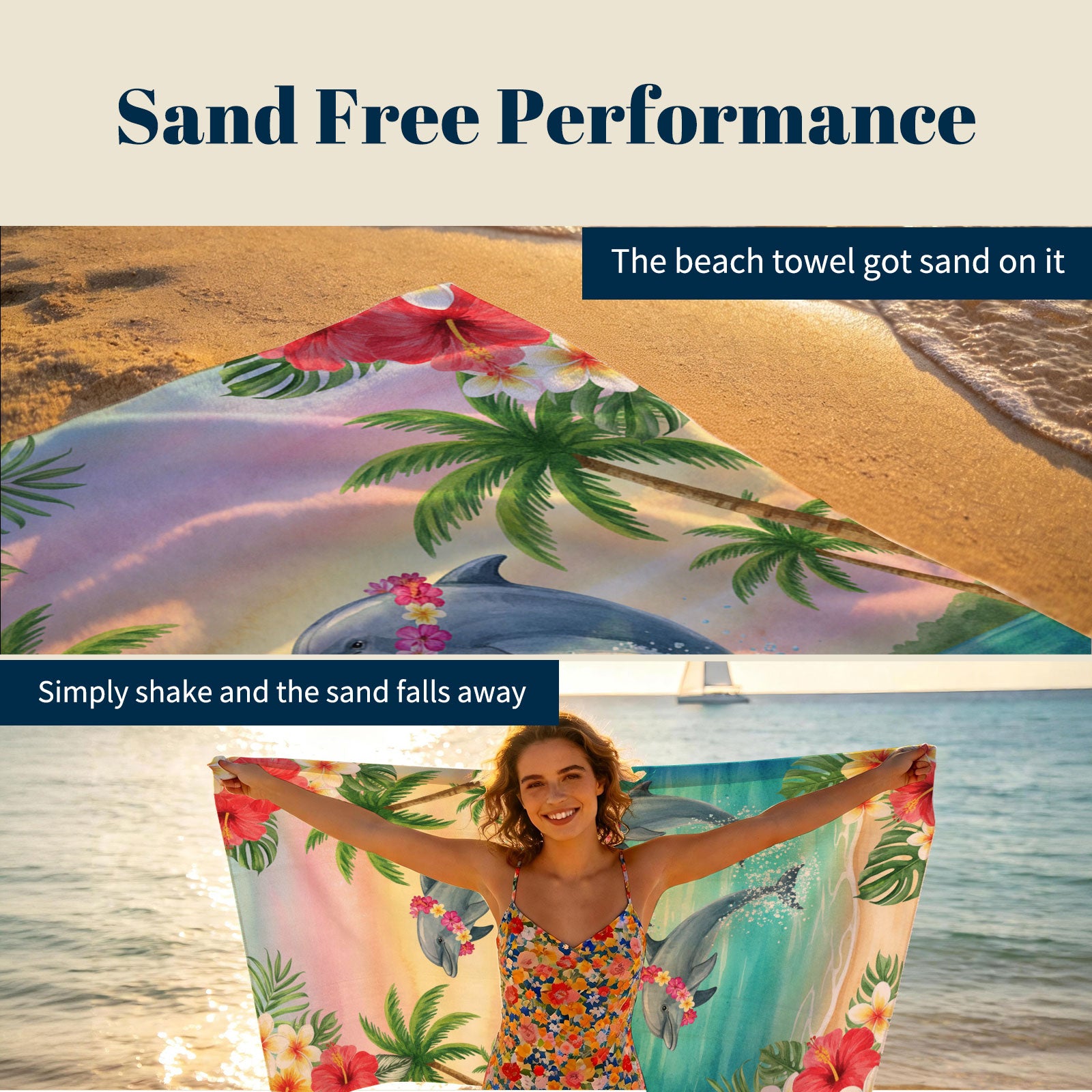 Cute Watercolor Beach Towel Tropical Fairy Tale Quick Dry Summer Gift