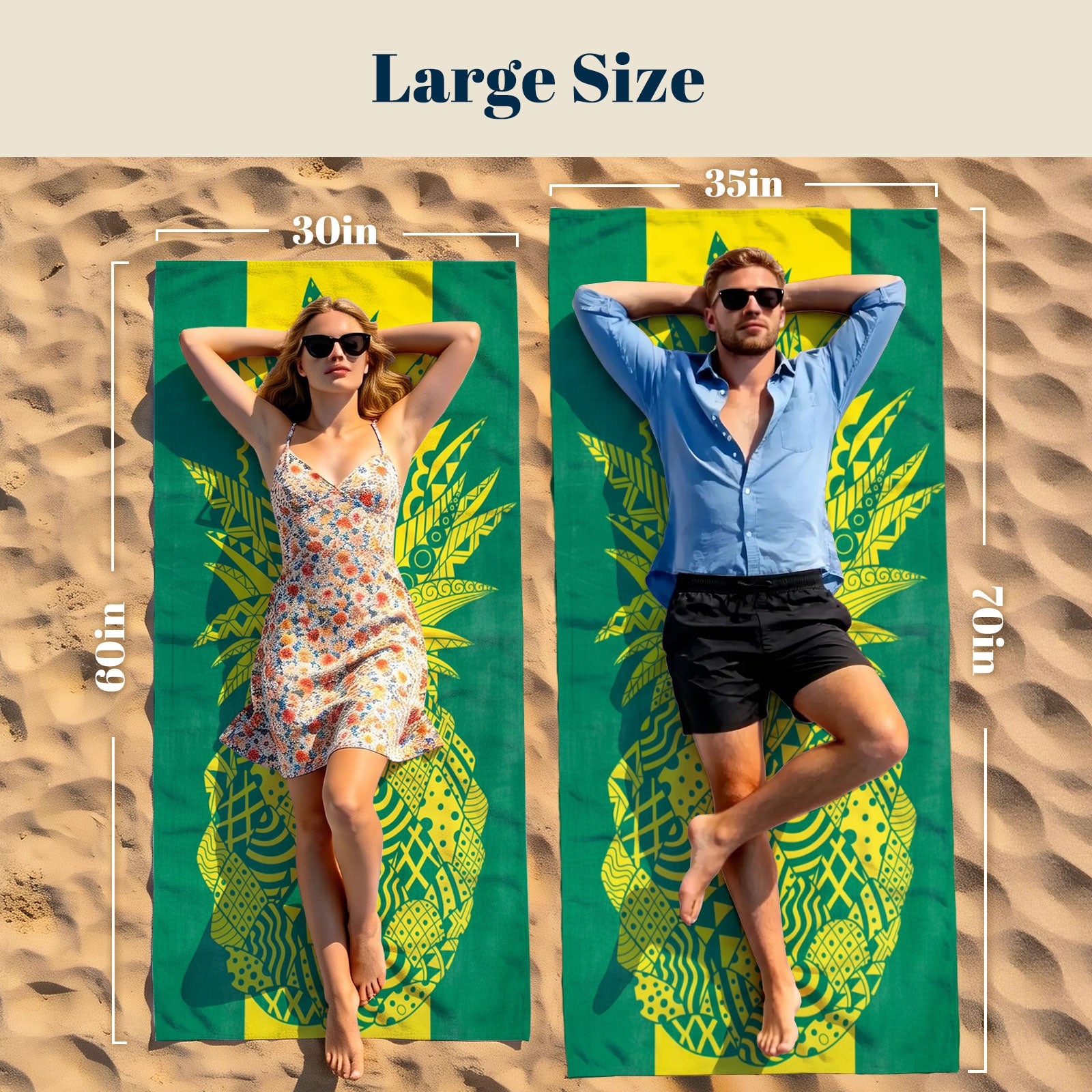 Tropical Geometric Beach Towel Quick Dry Microfiber Summer Vacation Gift