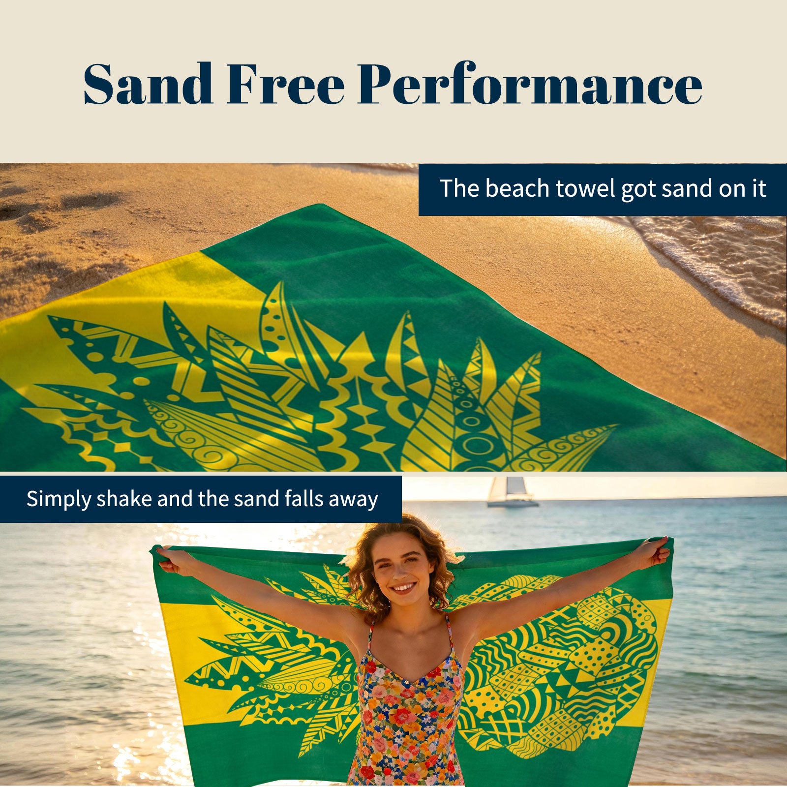 Tropical Geometric Beach Towel Quick Dry Microfiber Summer Vacation Gift