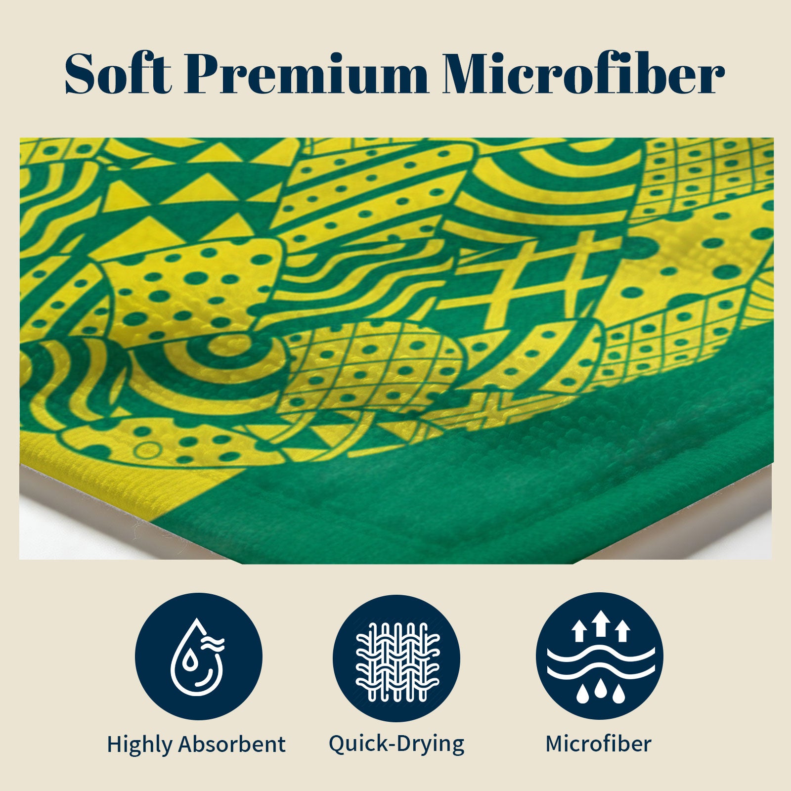Tropical Geometric Beach Towel Quick Dry Microfiber Summer Vacation Gift