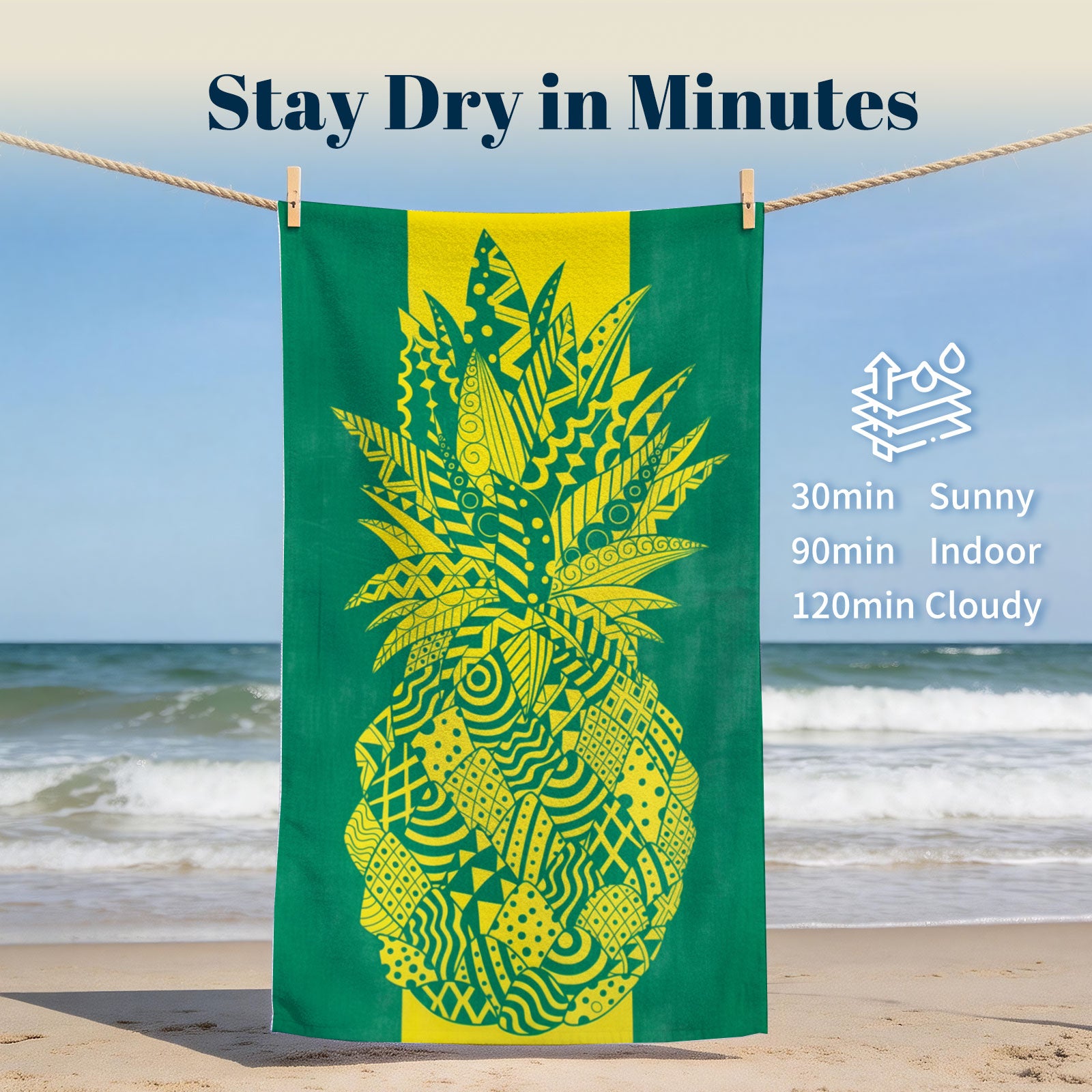 Tropical Geometric Beach Towel Quick Dry Microfiber Summer Vacation Gift