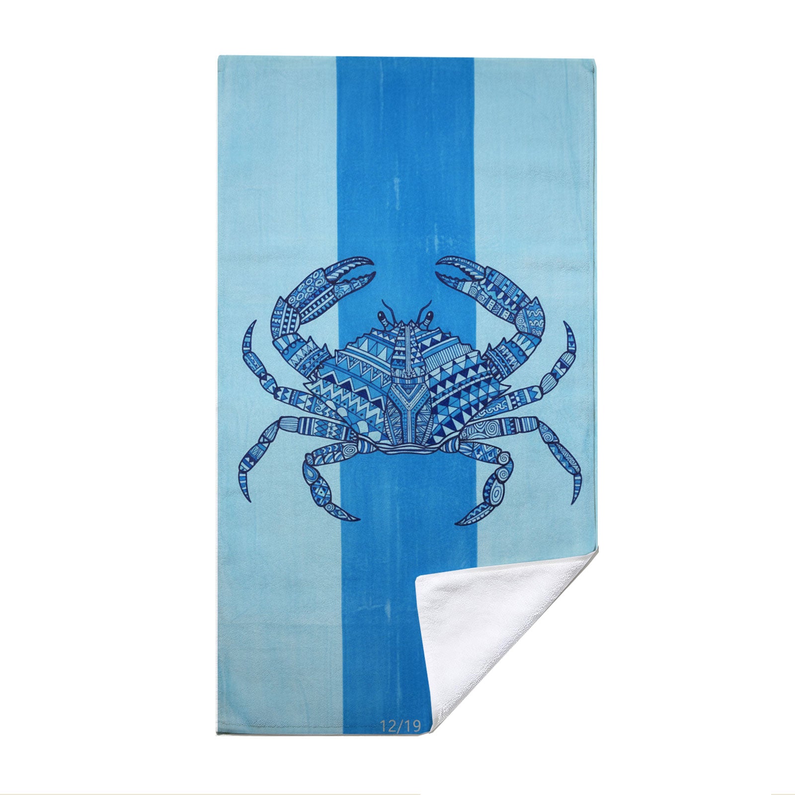 Tribal Geometric Beach Towel Blue Marine Life Quick Dry Microfiber Summer Gift