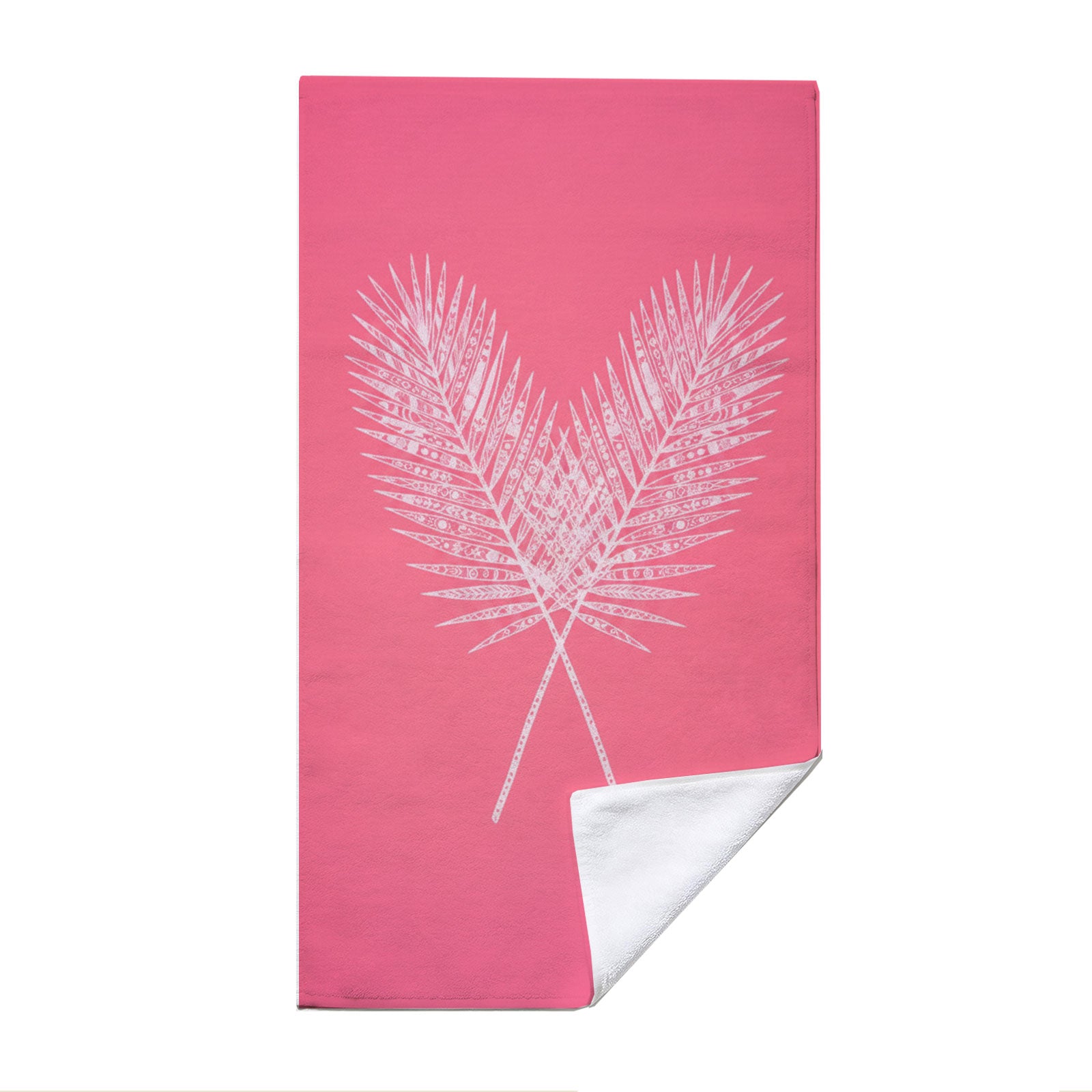 Pink Mandala Beach Towel White Line Art Quick Dry Summer Vacation Gift