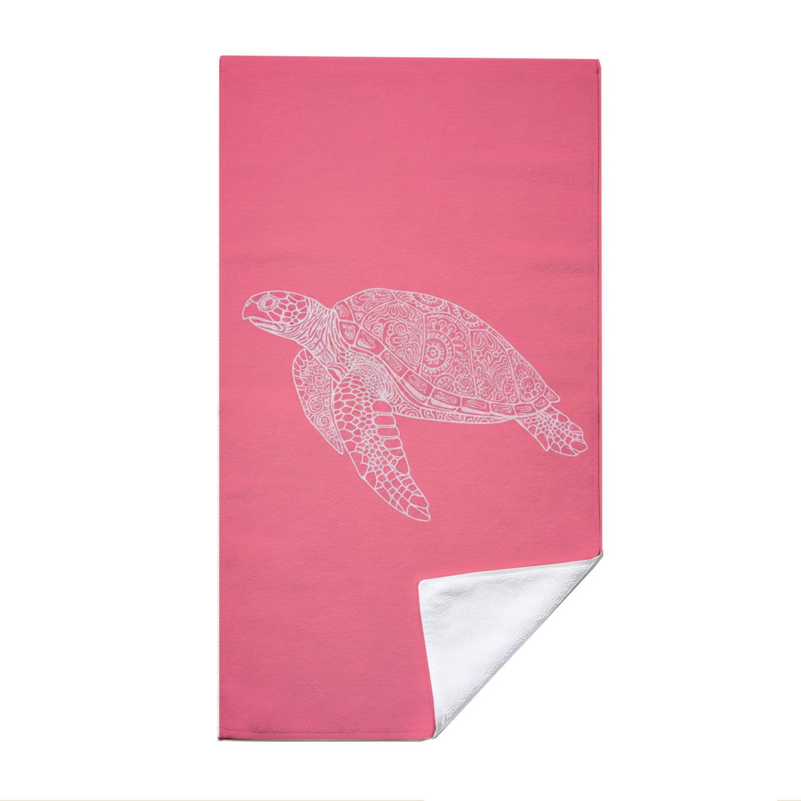 Pink Mandala Beach Towel White Line Art Quick Dry Summer Vacation Gift