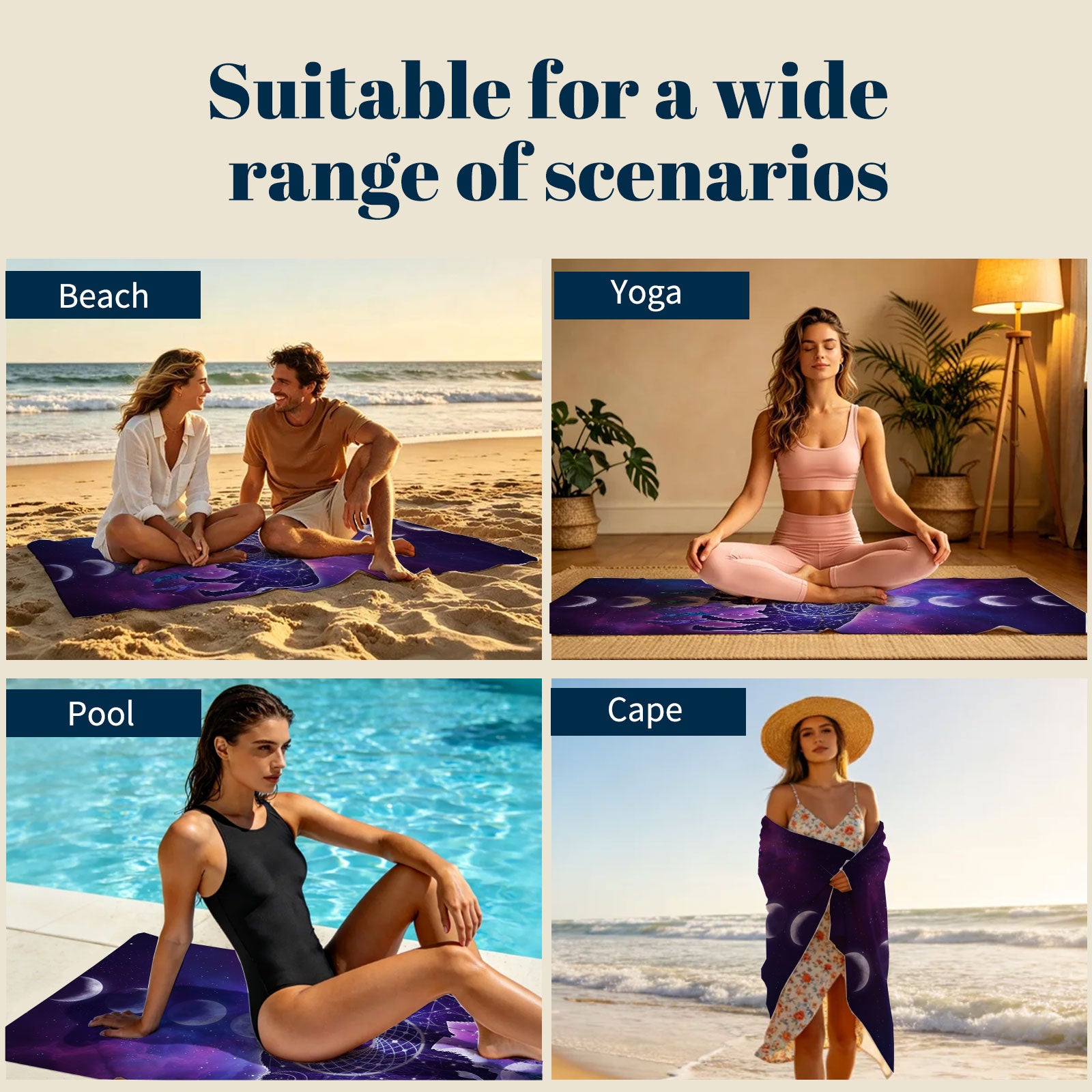 Mystical Cosmic Animal Beach Towel Quick Dry Spiritual Gift
