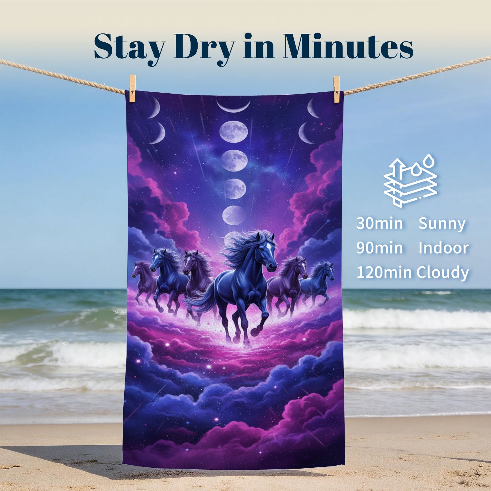 Mystical Cosmic Animal Beach Towel Quick Dry Spiritual Gift