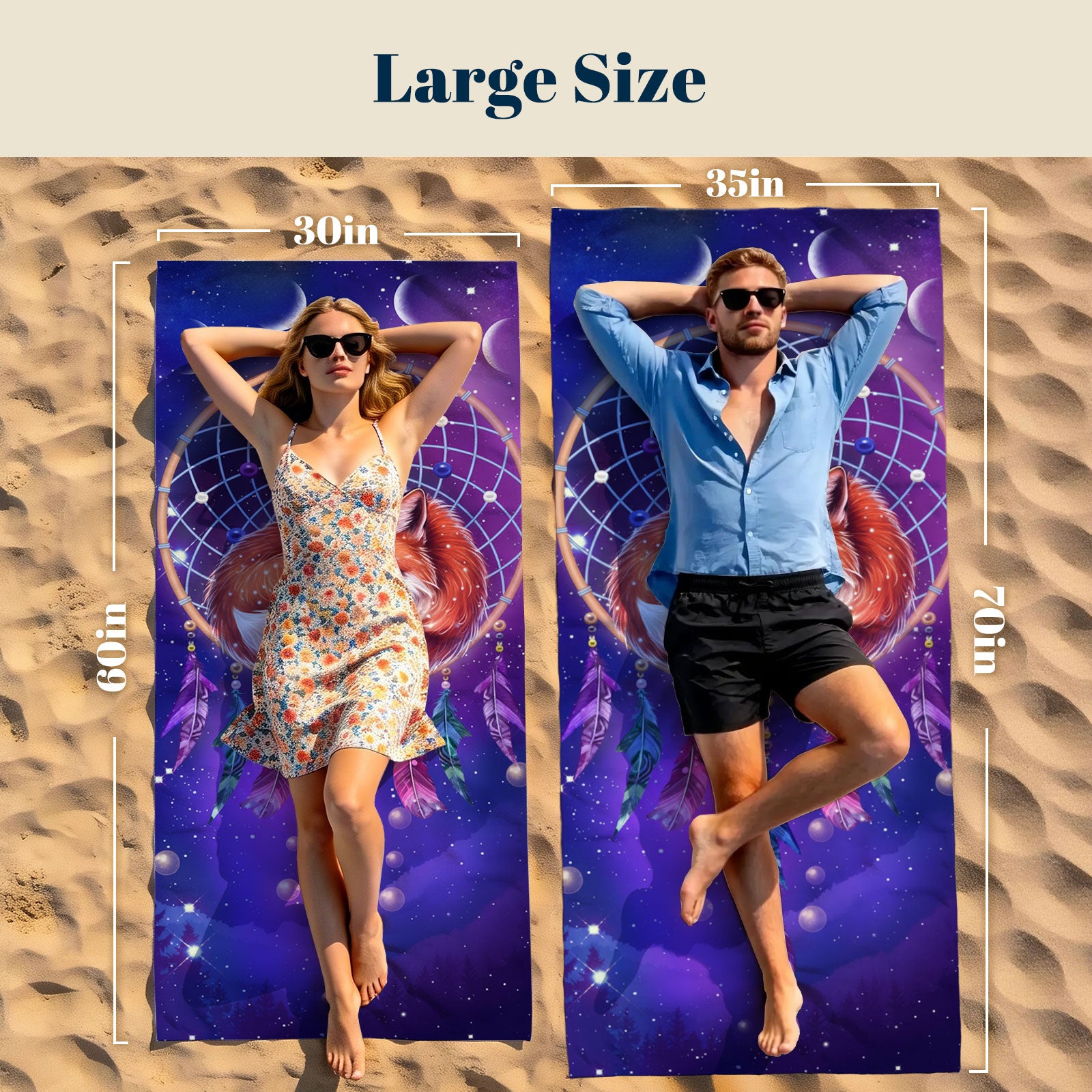 Mystical Cosmic Animal Beach Towel Quick Dry Spiritual Gift