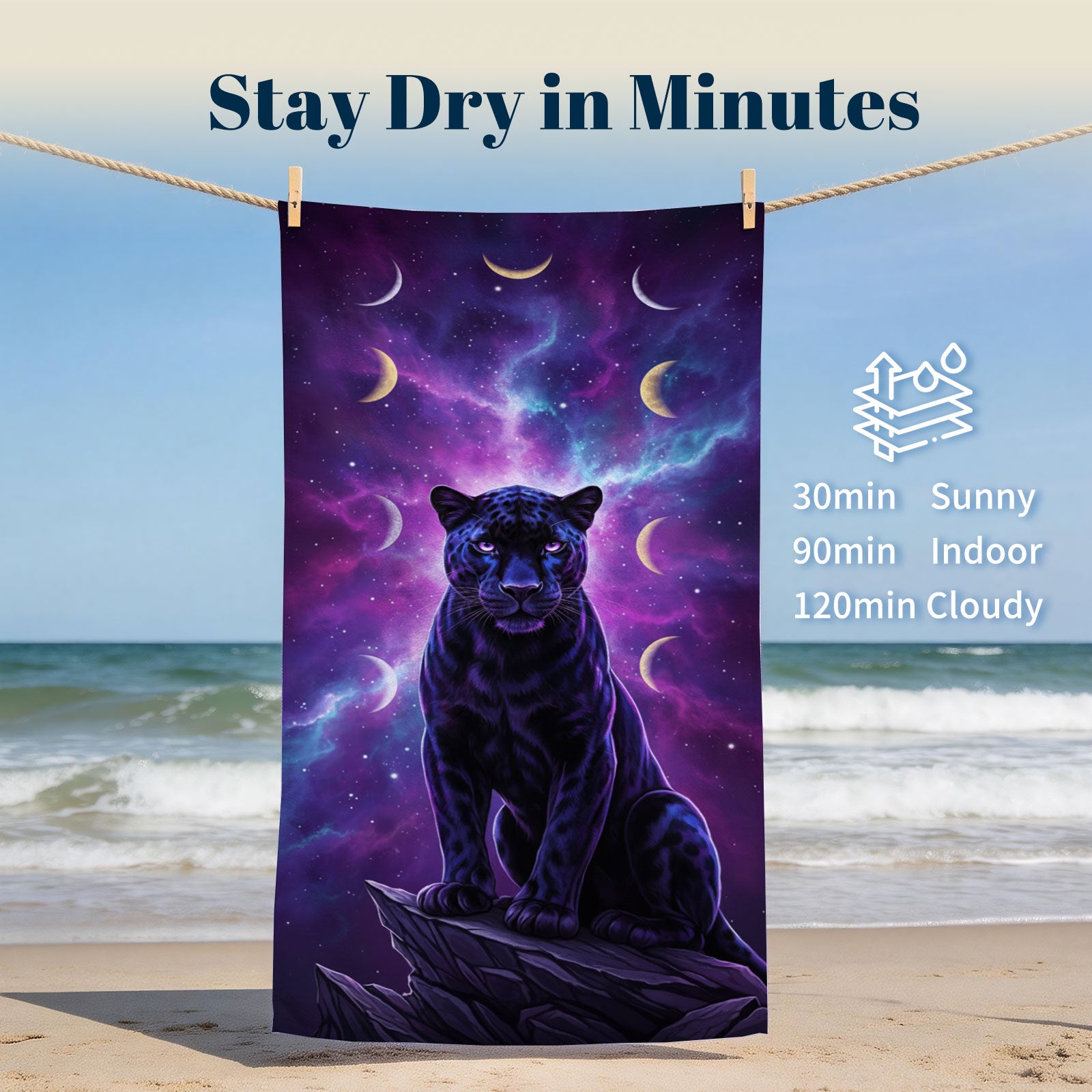 Mystical Cosmic Animal Beach Towel Quick Dry Spiritual Gift