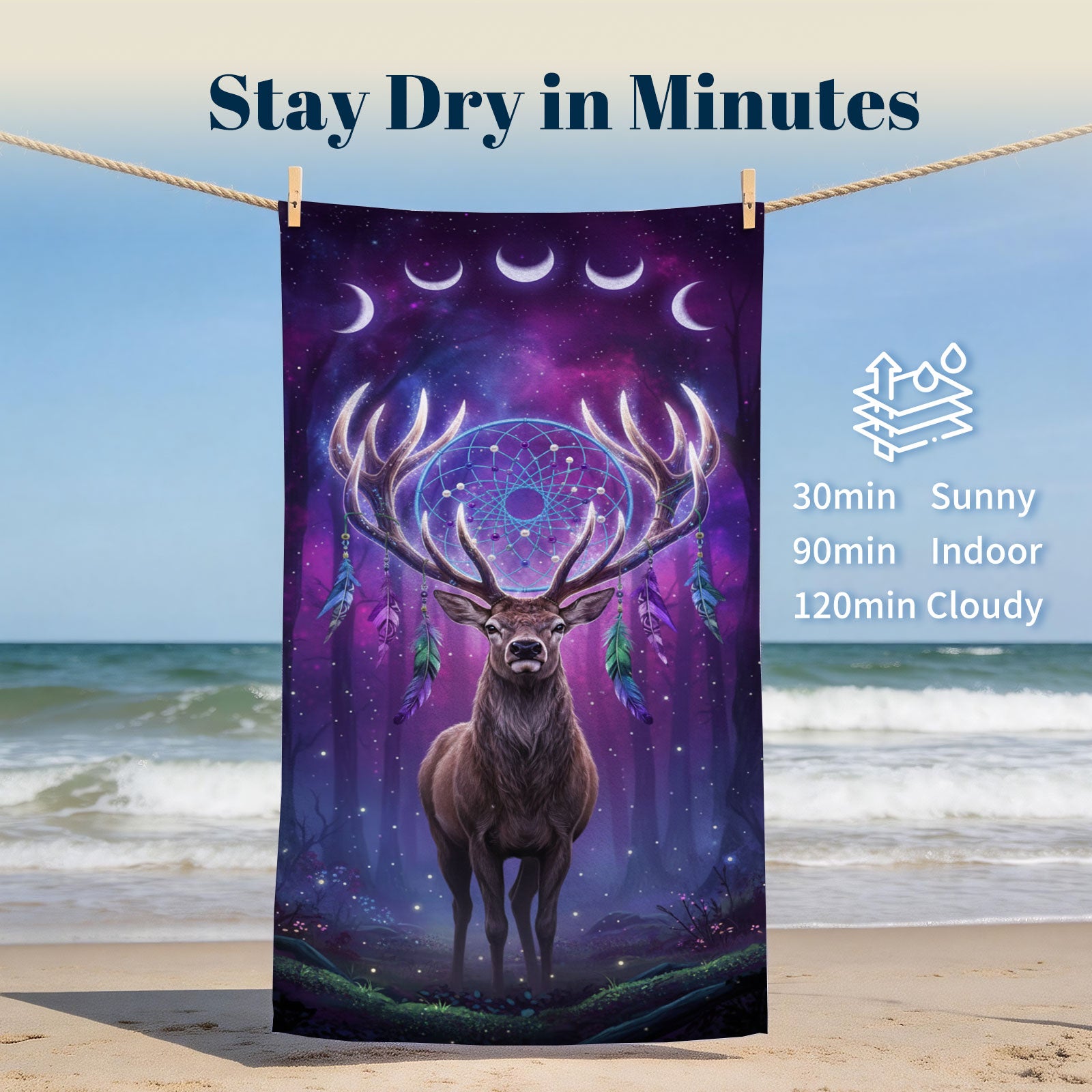 Mystical Cosmic Animal Beach Towel Quick Dry Spiritual Gift