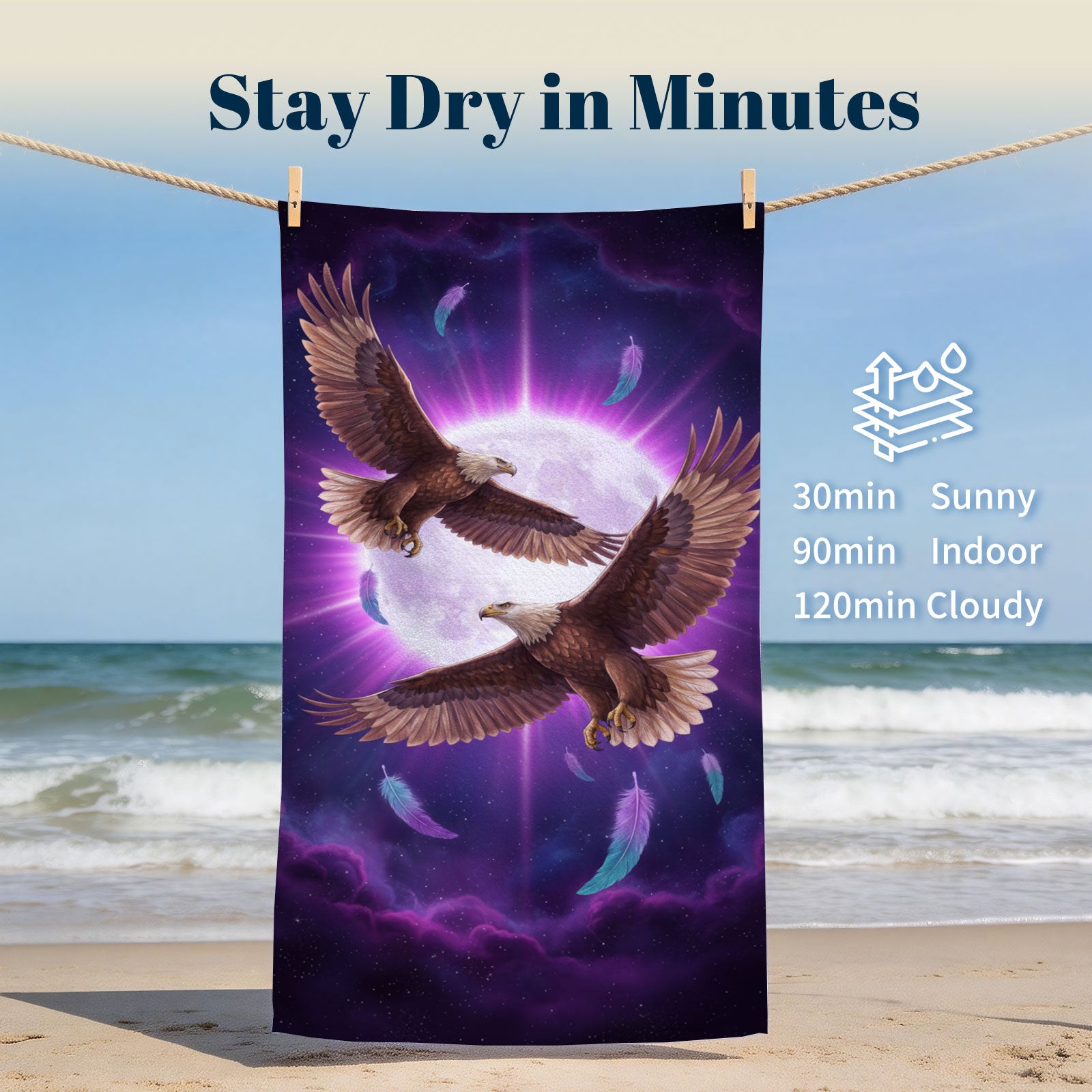 Mystical Cosmic Animal Beach Towel Quick Dry Spiritual Gift