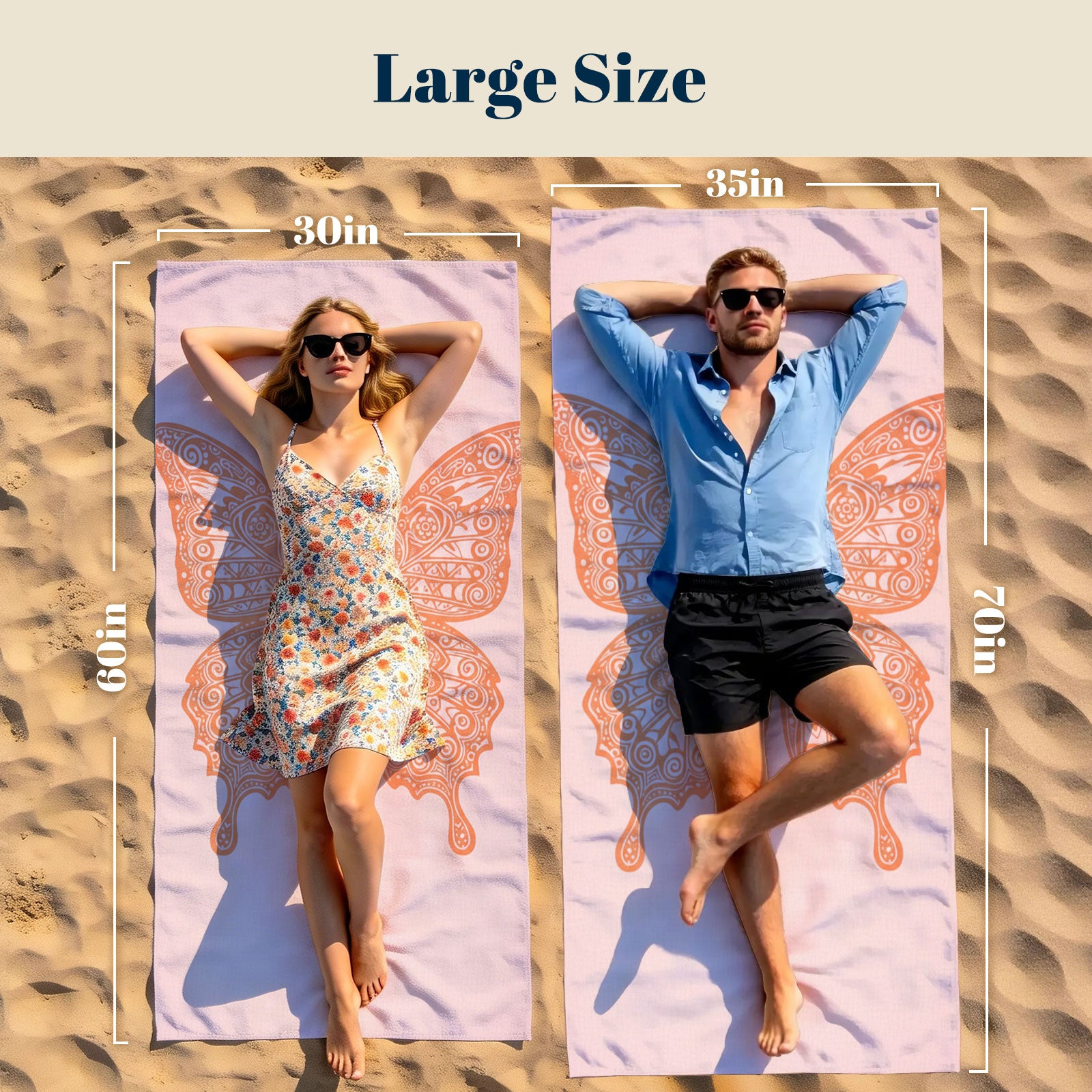Coral Boho Mandala Beach Towel Peach Line Art Quick Dry Summer Gift