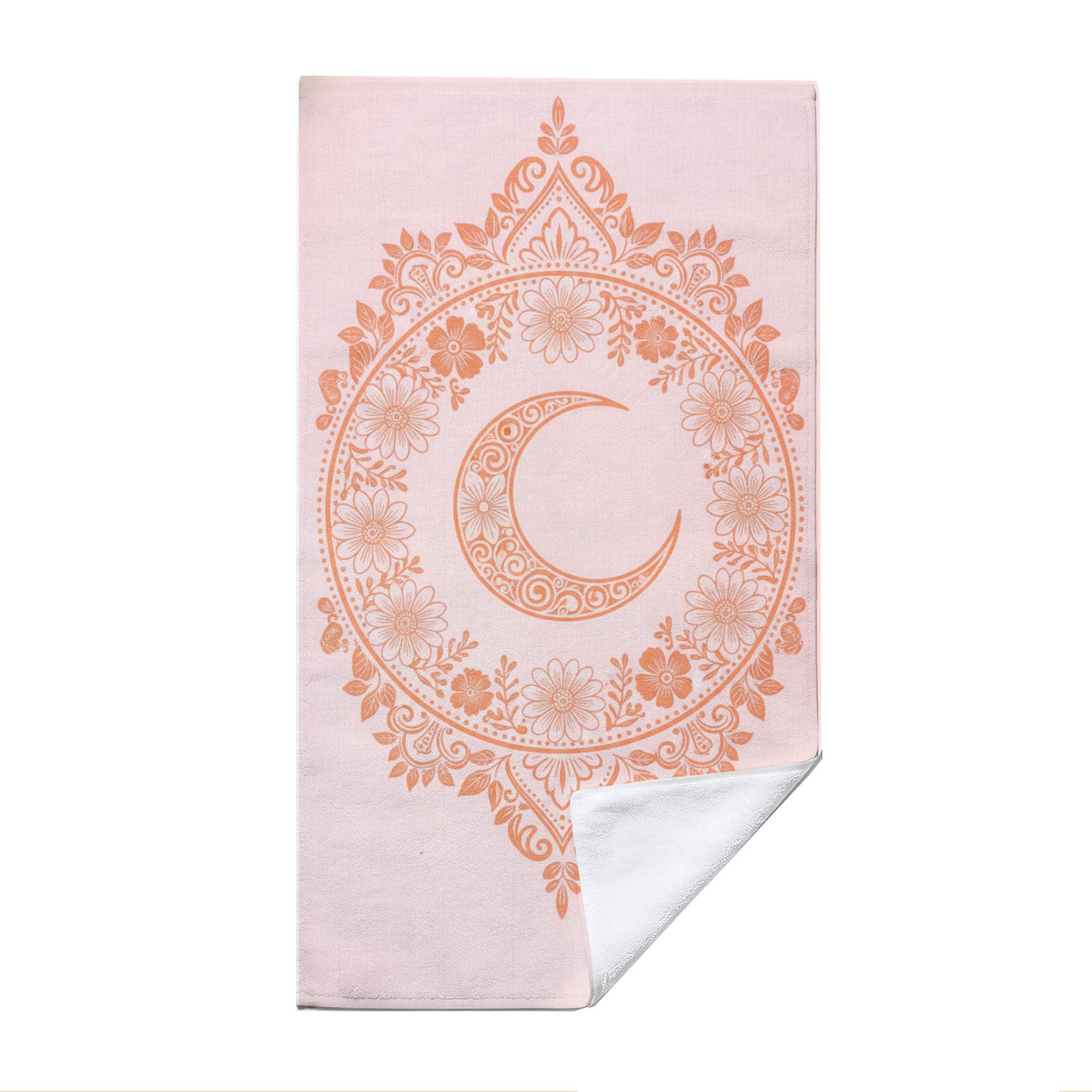 Coral Boho Mandala Beach Towel Peach Line Art Quick Dry Summer Gift
