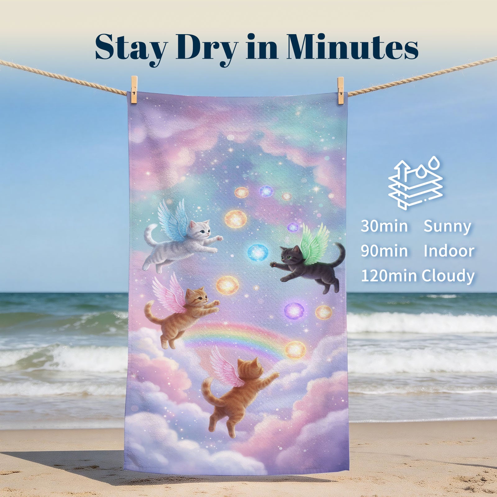 Dreamy Magic Beach Towel Fairy Tale Soft Quick Dry Summer Vacation Gift