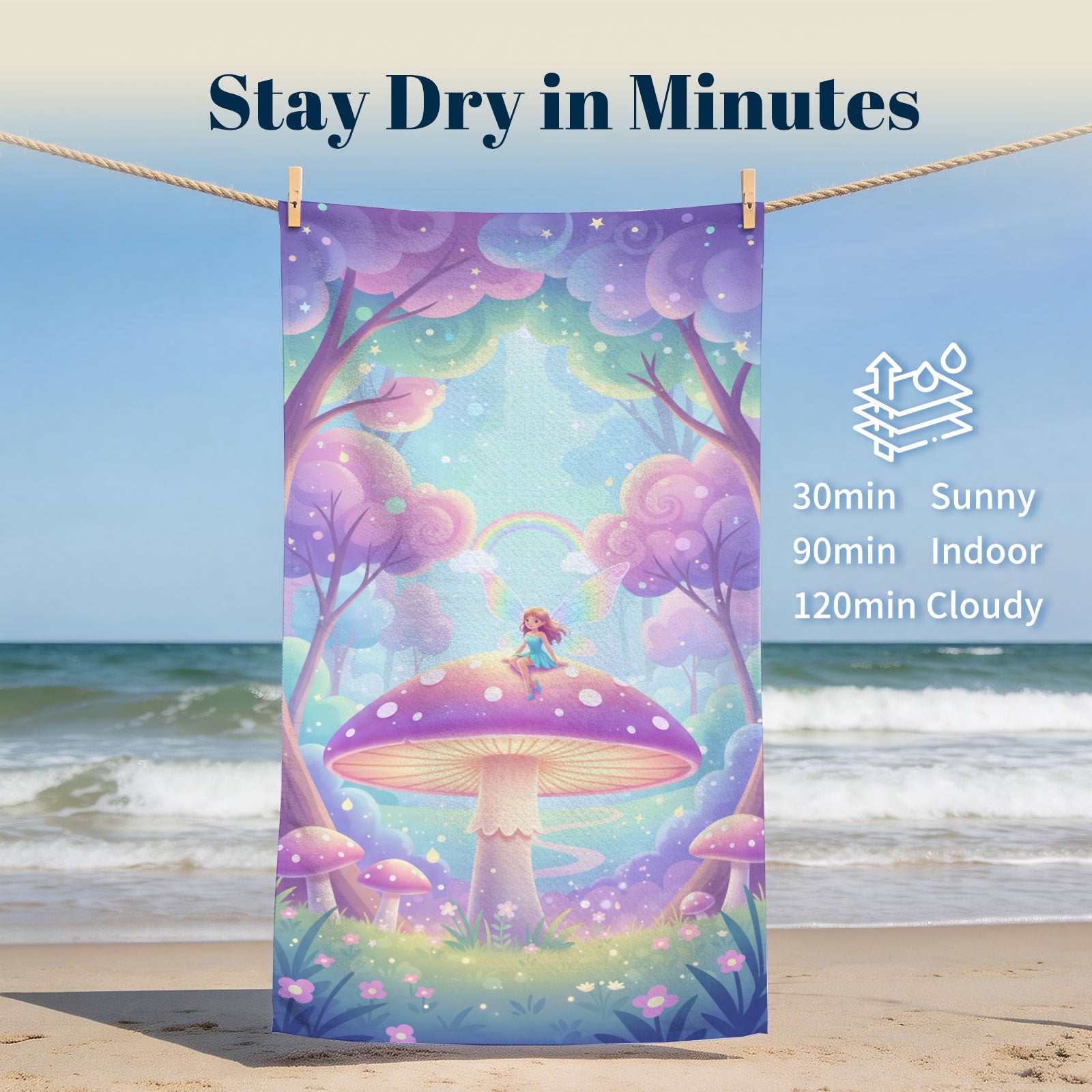 Dreamy Magic Beach Towel Fairy Tale Soft Quick Dry Summer Vacation Gift