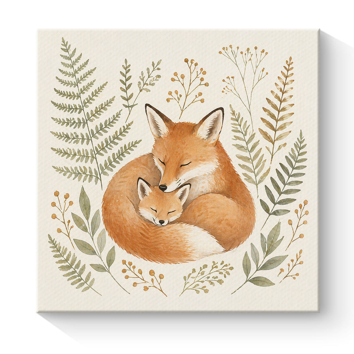 Watercolor Woodland Animal Framed Canvas Wall Art Nursery Decor Gift