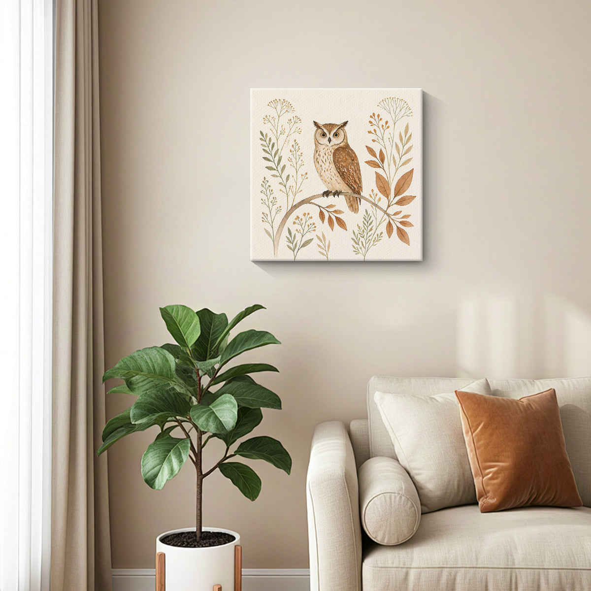 Watercolor Woodland Animal Framed Canvas Wall Art Nursery Decor Gift