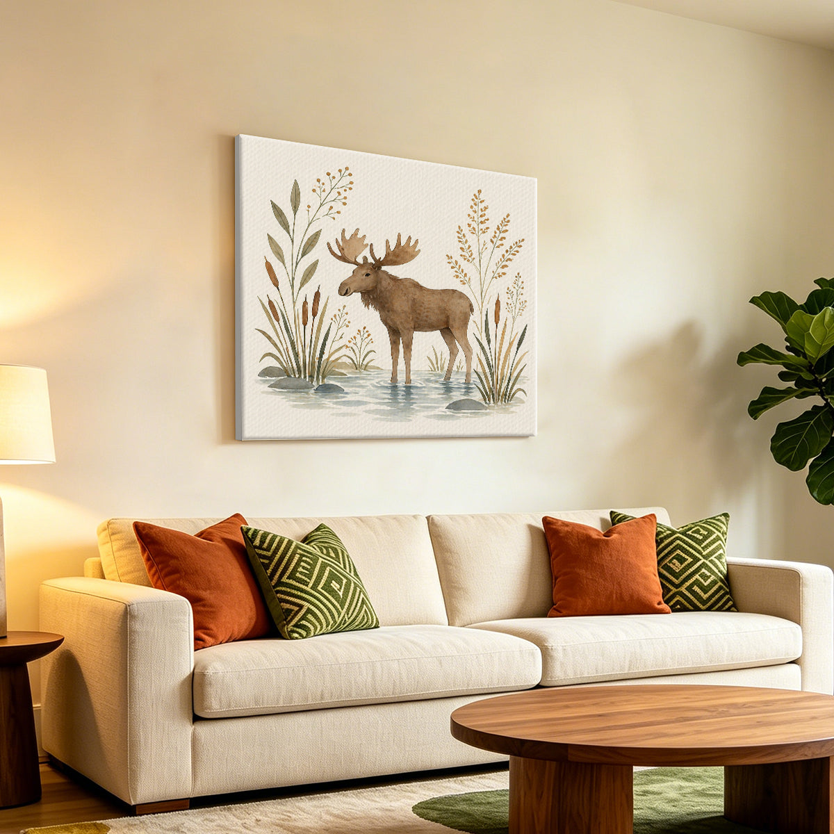 Watercolor Woodland Animal Framed Canvas Wall Art Nursery Decor Gift