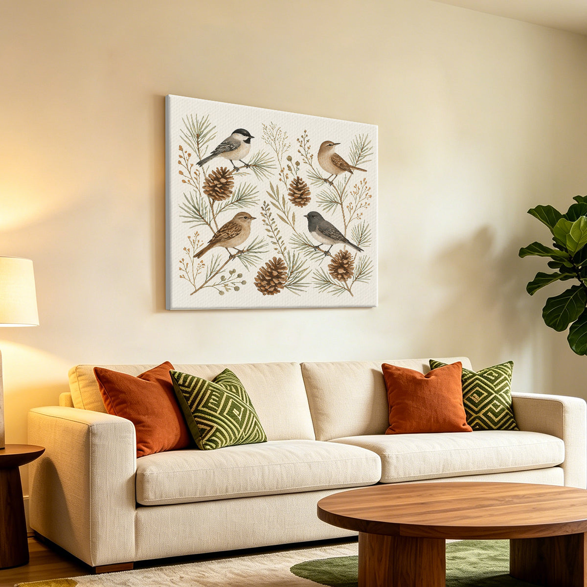 Watercolor Woodland Animal Framed Canvas Wall Art Nursery Decor Gift