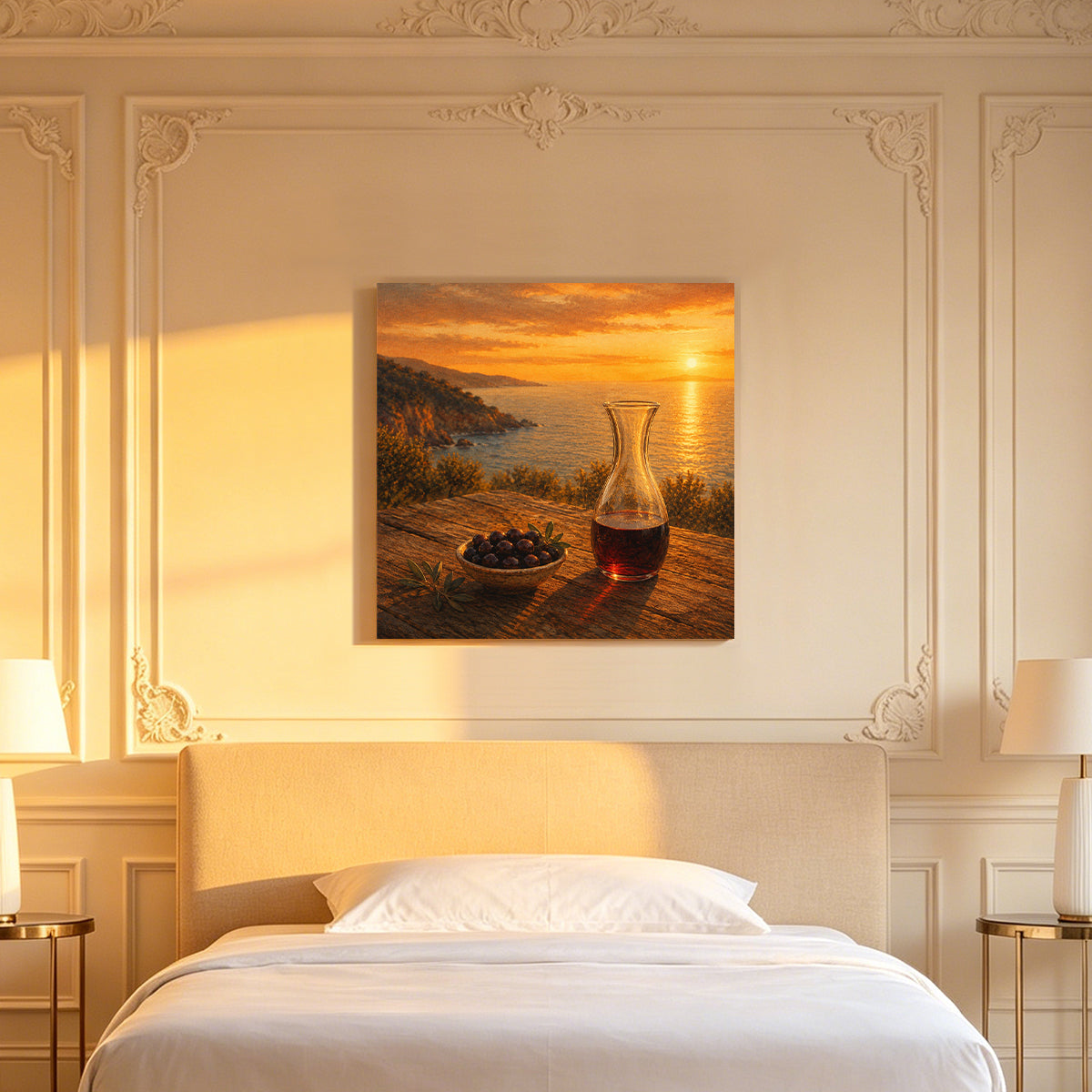 Mediterranean Sunset Canvas Art Collection Rustic Framed Home Decor Gift Series 2