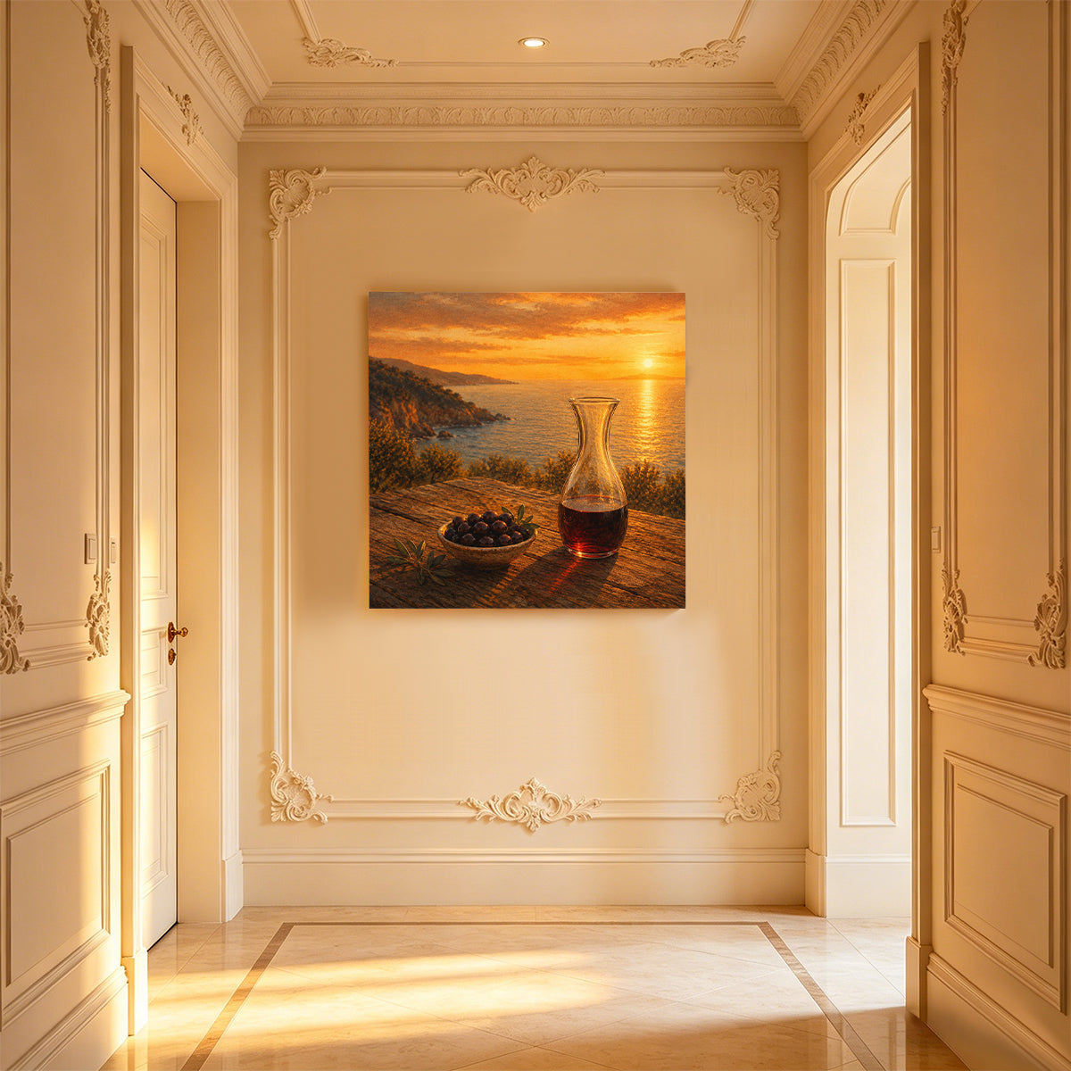 Mediterranean Sunset Canvas Art Collection Rustic Framed Home Decor Gift Series 2