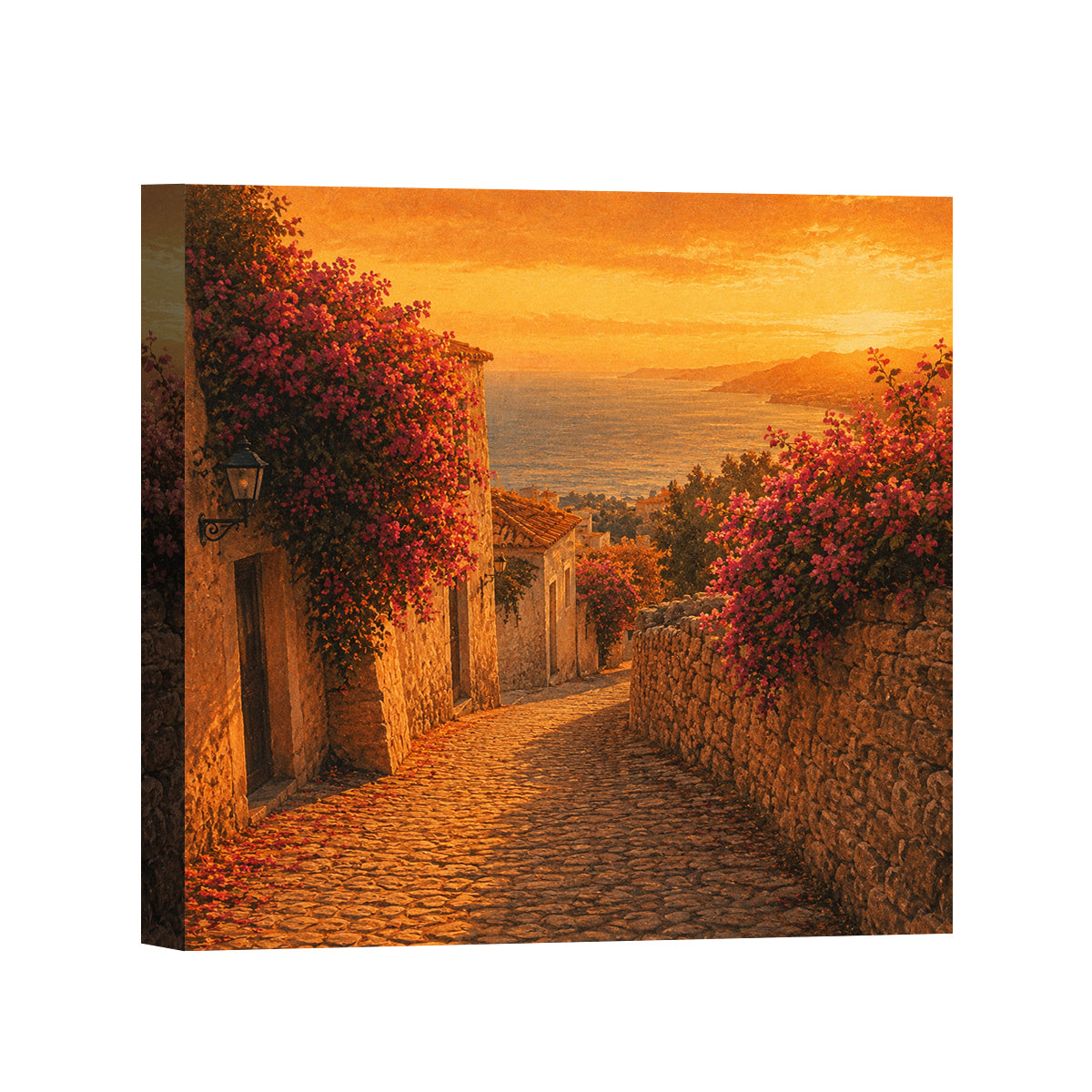Mediterranean Sunset Canvas Art Collection Rustic Framed Home Decor Gift Series 2