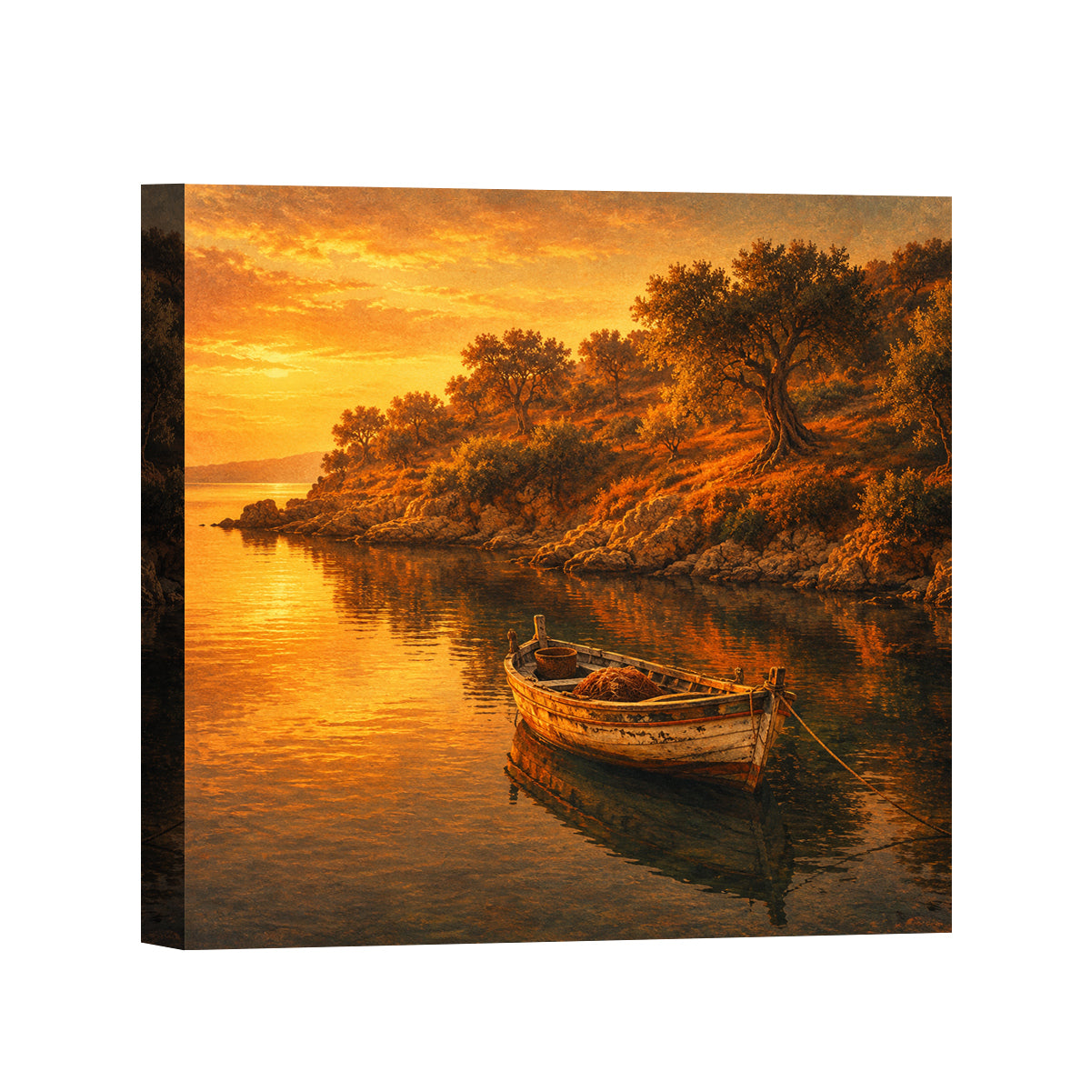 Mediterranean Sunset Canvas Art Collection Rustic Framed Home Decor Gift Series 2