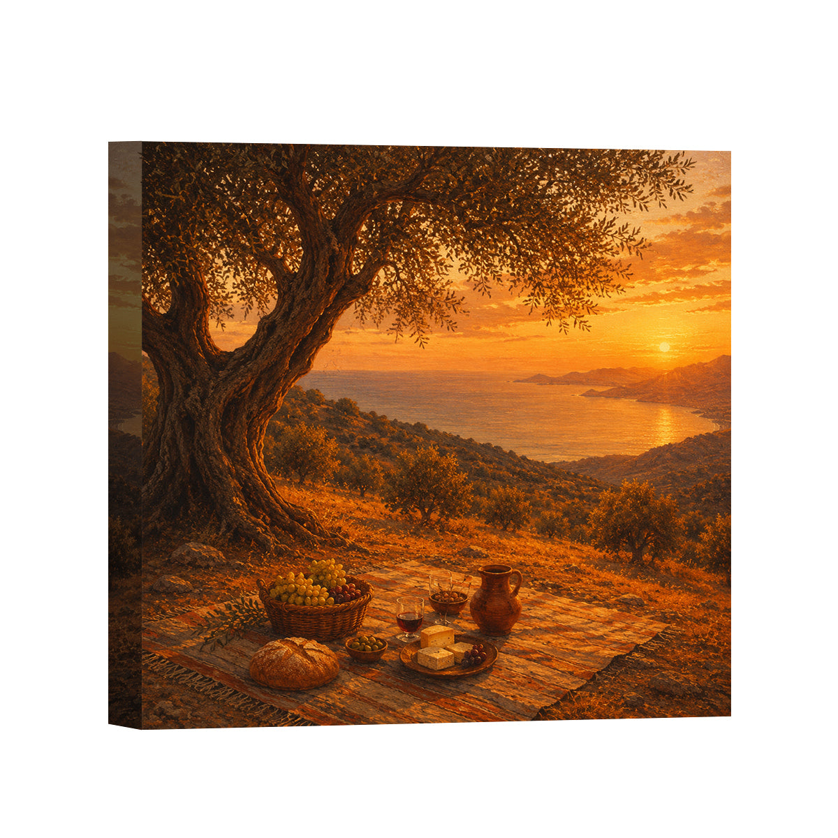Mediterranean Sunset Canvas Art Collection Rustic Framed Home Decor Gift Series 2