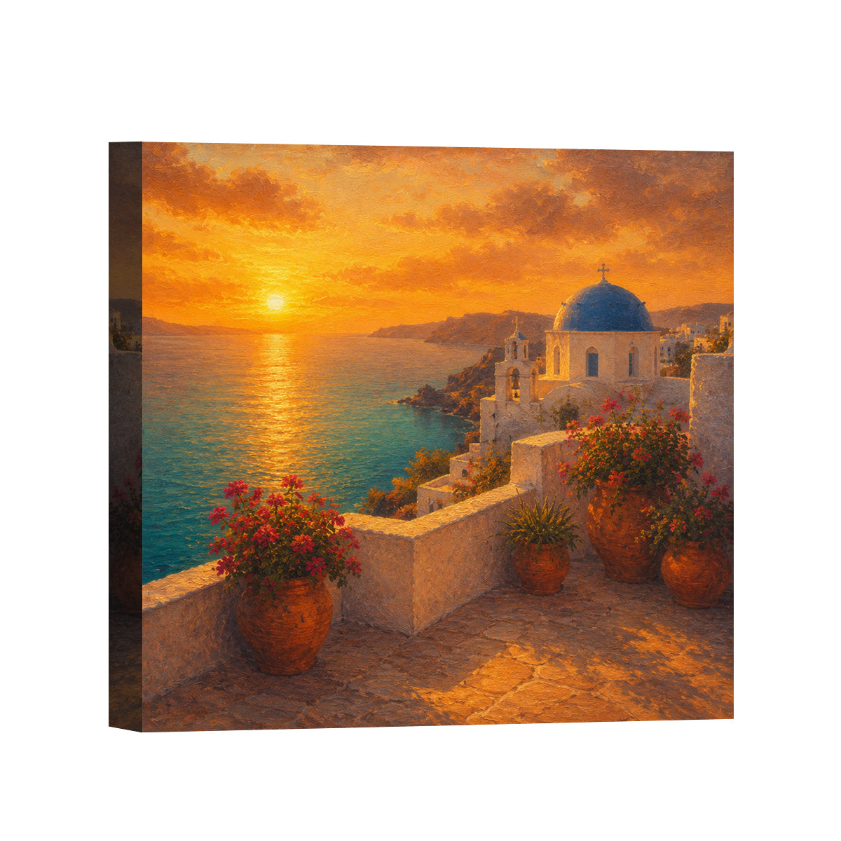 Mediterranean Sunset Canvas Art Collection Rustic Framed Home Decor Gift Series 1