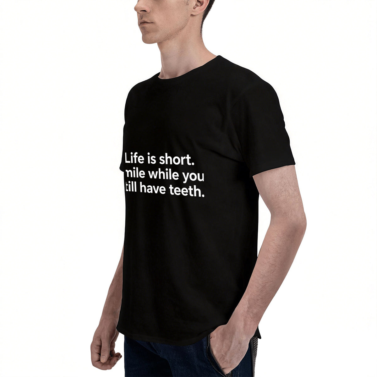 Men's Cotton Slogan Graphic Short Sleeve Crew Neck T-Shirt for Casual Daily Wear