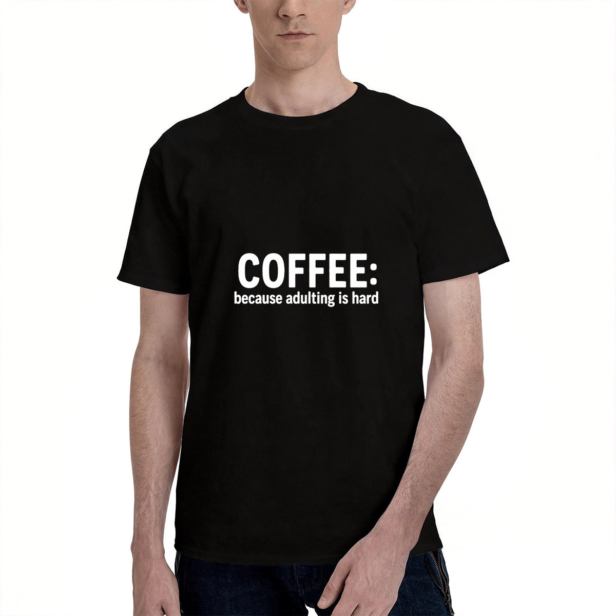 Men's Cotton Slogan Graphic Short Sleeve Crew Neck T-Shirt for Casual Daily Wear