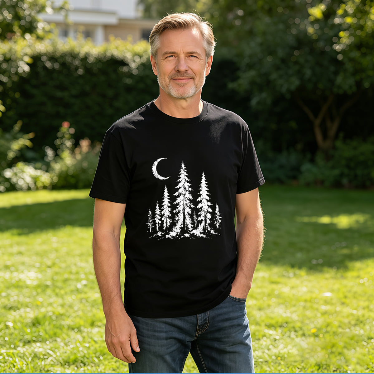Men's Cotton Retro Mountain Sun Graphic T-Shirt Casual Outdoor Adventure Short Sleeve Tee