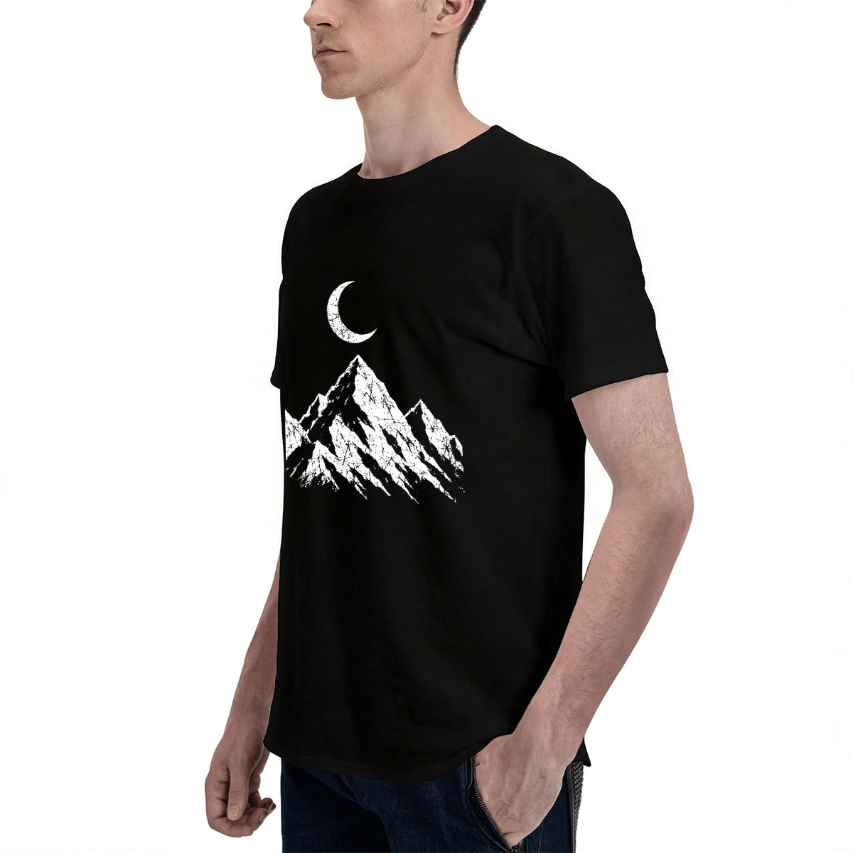 Men's Cotton Vintage Compass Rose Graphic Crew Neck T-Shirt for Outdoor Adventure Travel