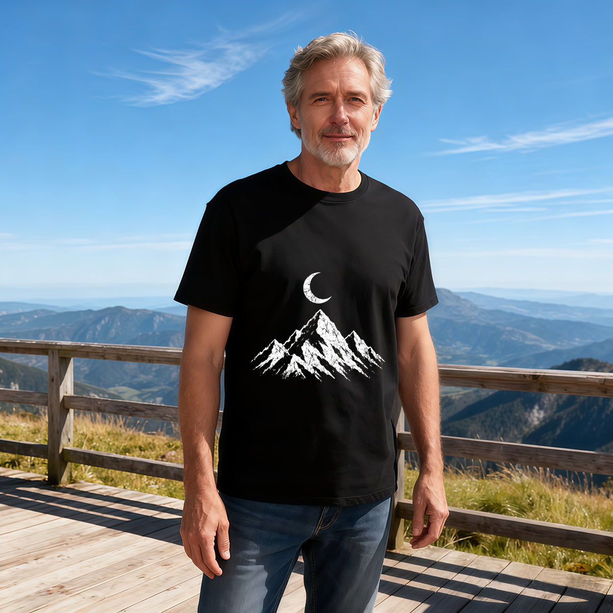 Men's Cotton Vintage Compass Rose Graphic Crew Neck T-Shirt for Outdoor Adventure Travel