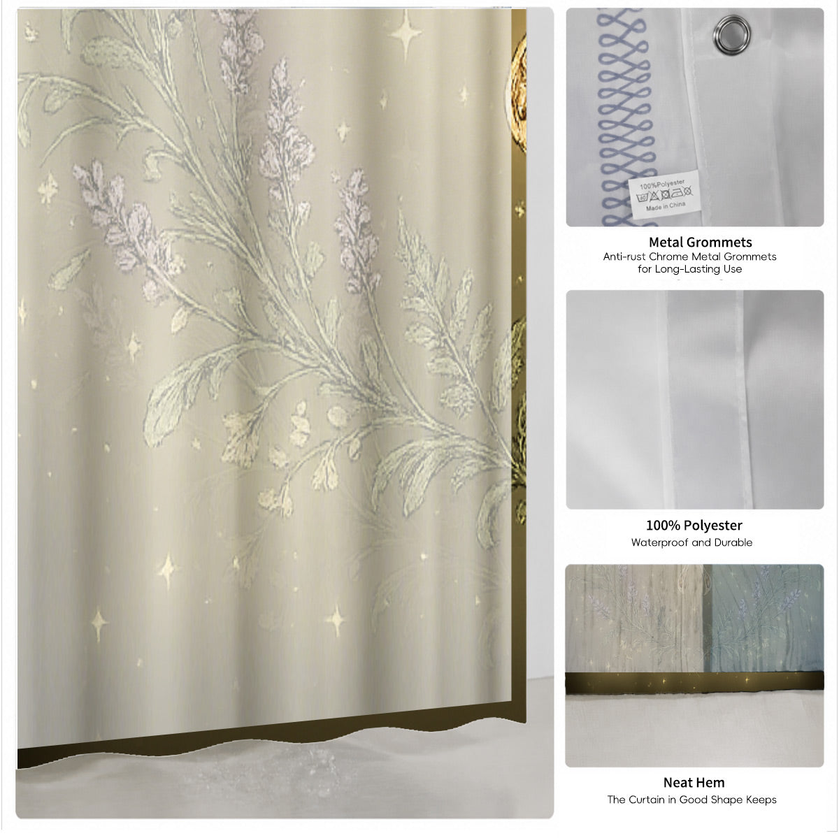 Vintage Etched Forest Shower Curtain Waterproof Celestial Bathroom Decor Gift