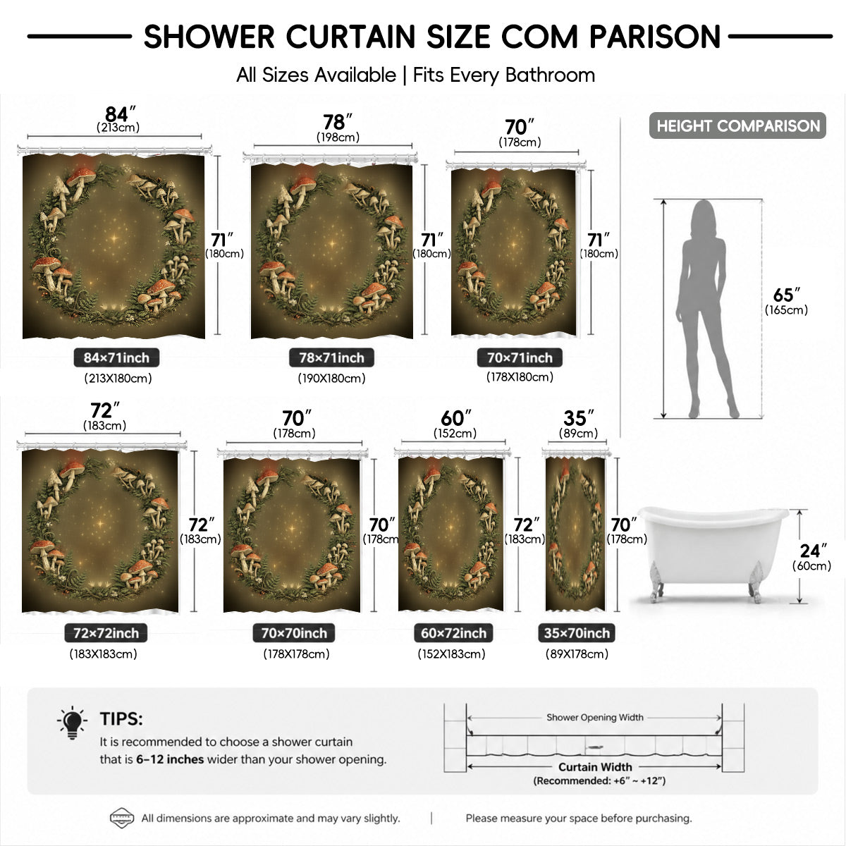 Vintage Etched Forest Shower Curtain Waterproof Celestial Bathroom Decor Gift