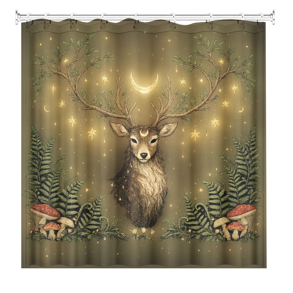 Vintage Etched Forest Shower Curtain Waterproof Celestial Bathroom Decor Gift