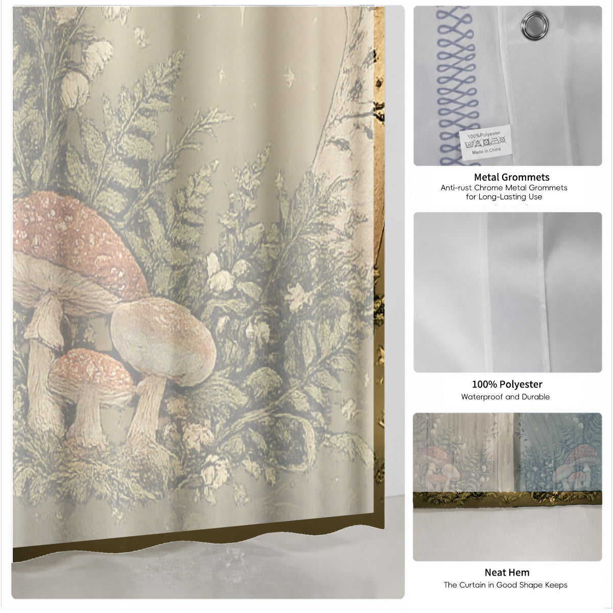 Vintage Etched Forest Shower Curtain Waterproof Celestial Bathroom Decor Gift