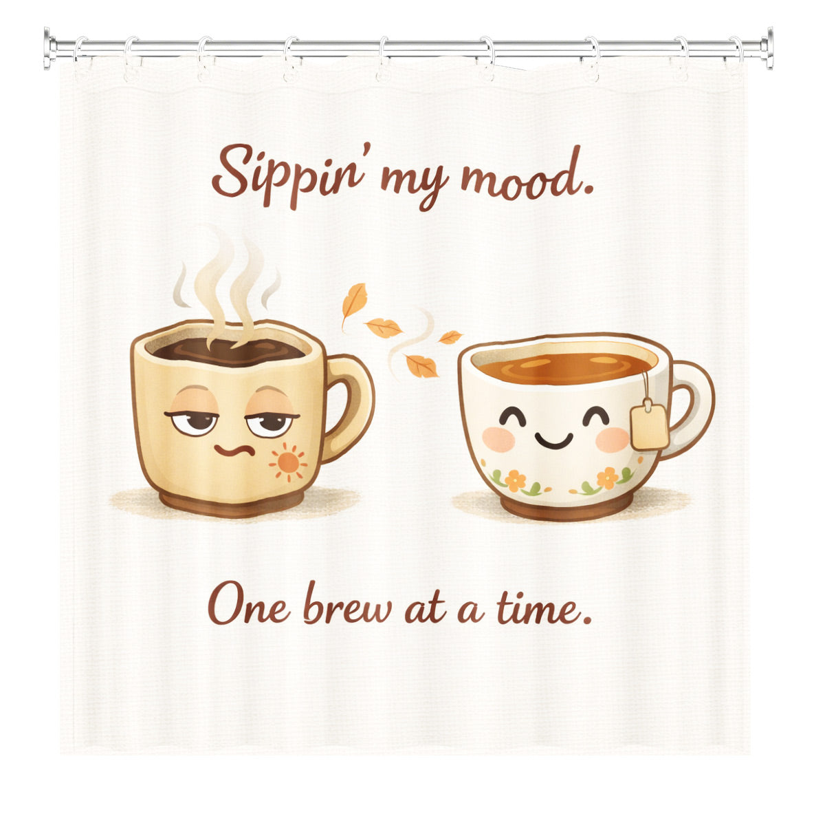 Vintage Coffee Lazy Animal Shower Curtain Cute Waterproof Bathroom Decor Gift