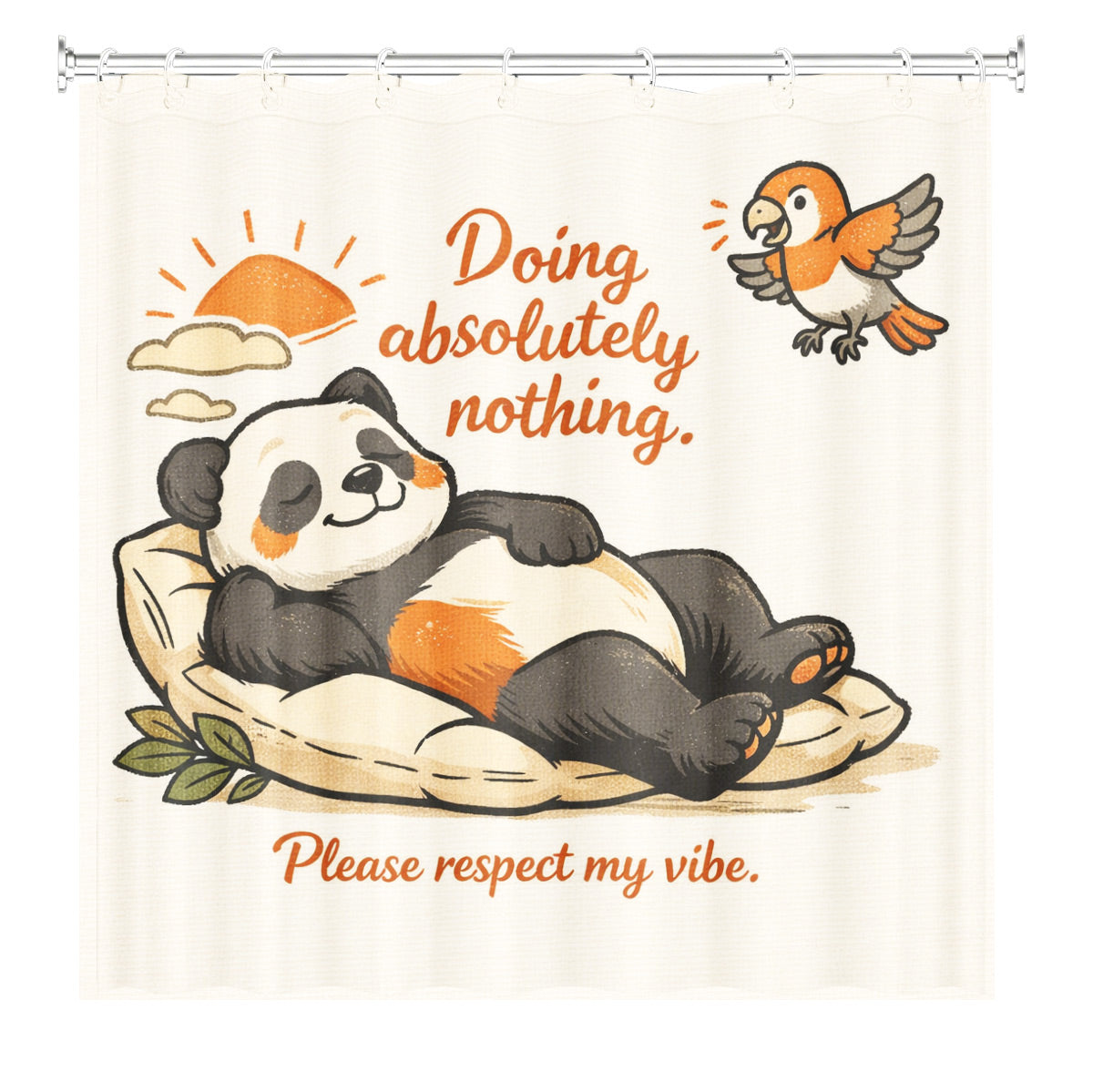 Vintage Coffee Lazy Animal Shower Curtain Cute Waterproof Bathroom Decor Gift