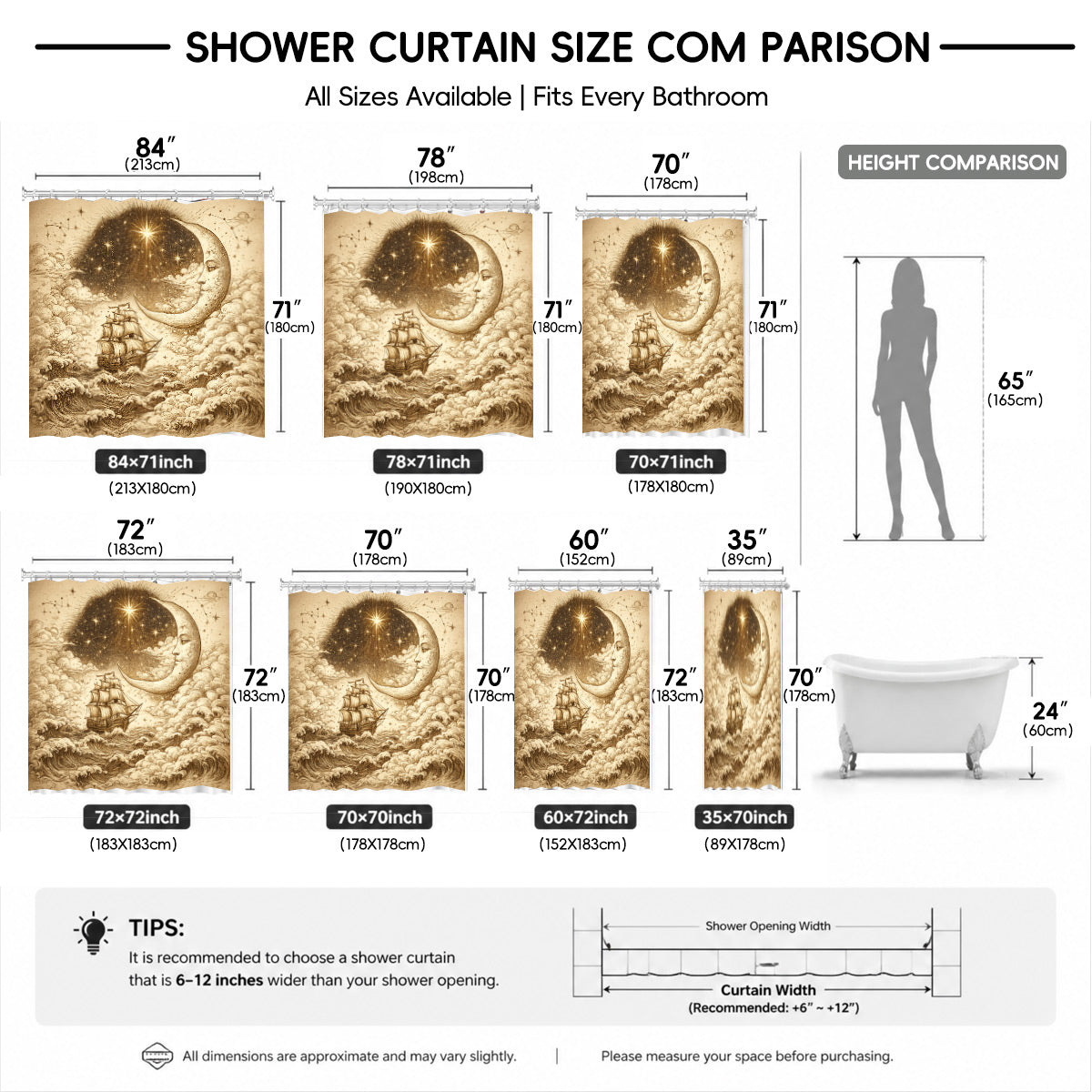 Vintage Space Whale Shower Curtain Etched Astrology Art Waterproof Bathroom Decor