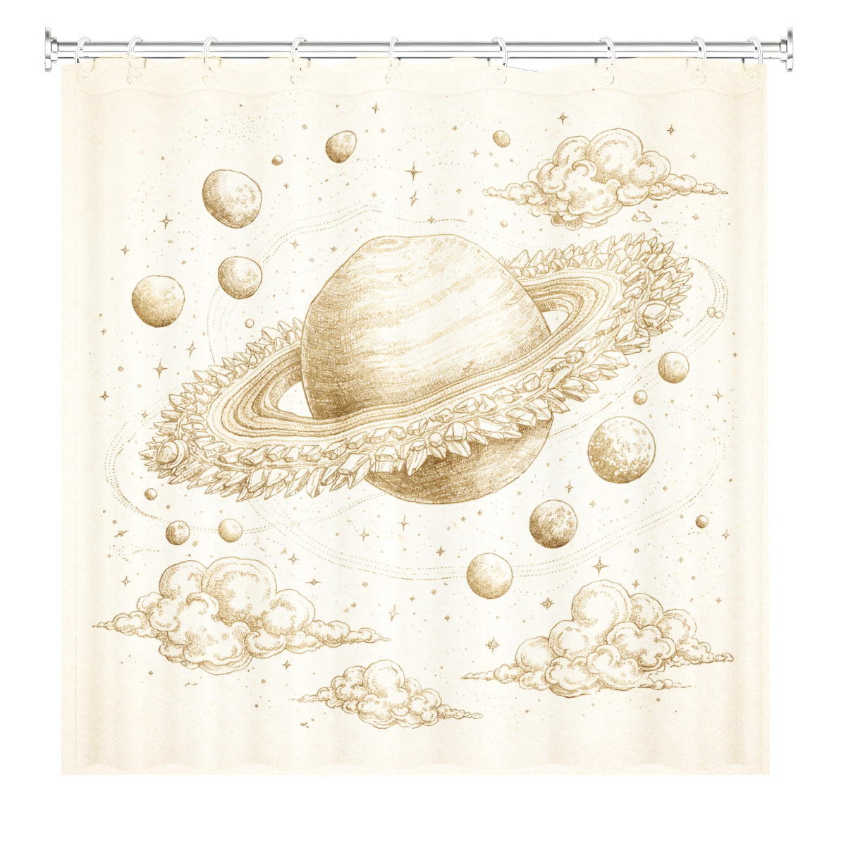 Vintage Space Whale Shower Curtain Etched Astrology Art Waterproof Bathroom Decor