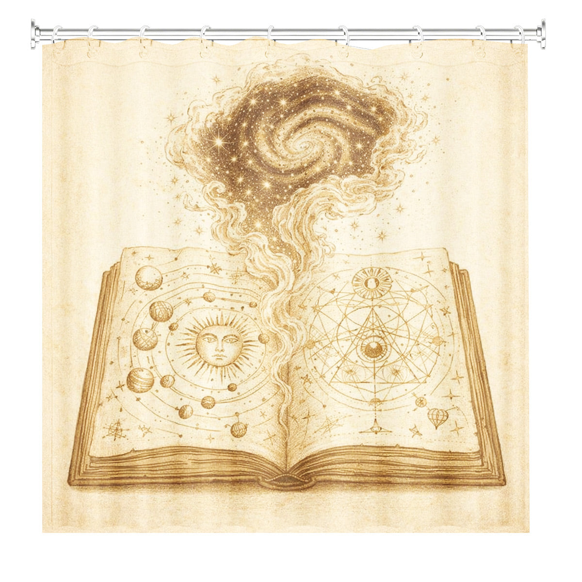 Vintage Space Whale Shower Curtain Etched Astrology Art Waterproof Bathroom Decor
