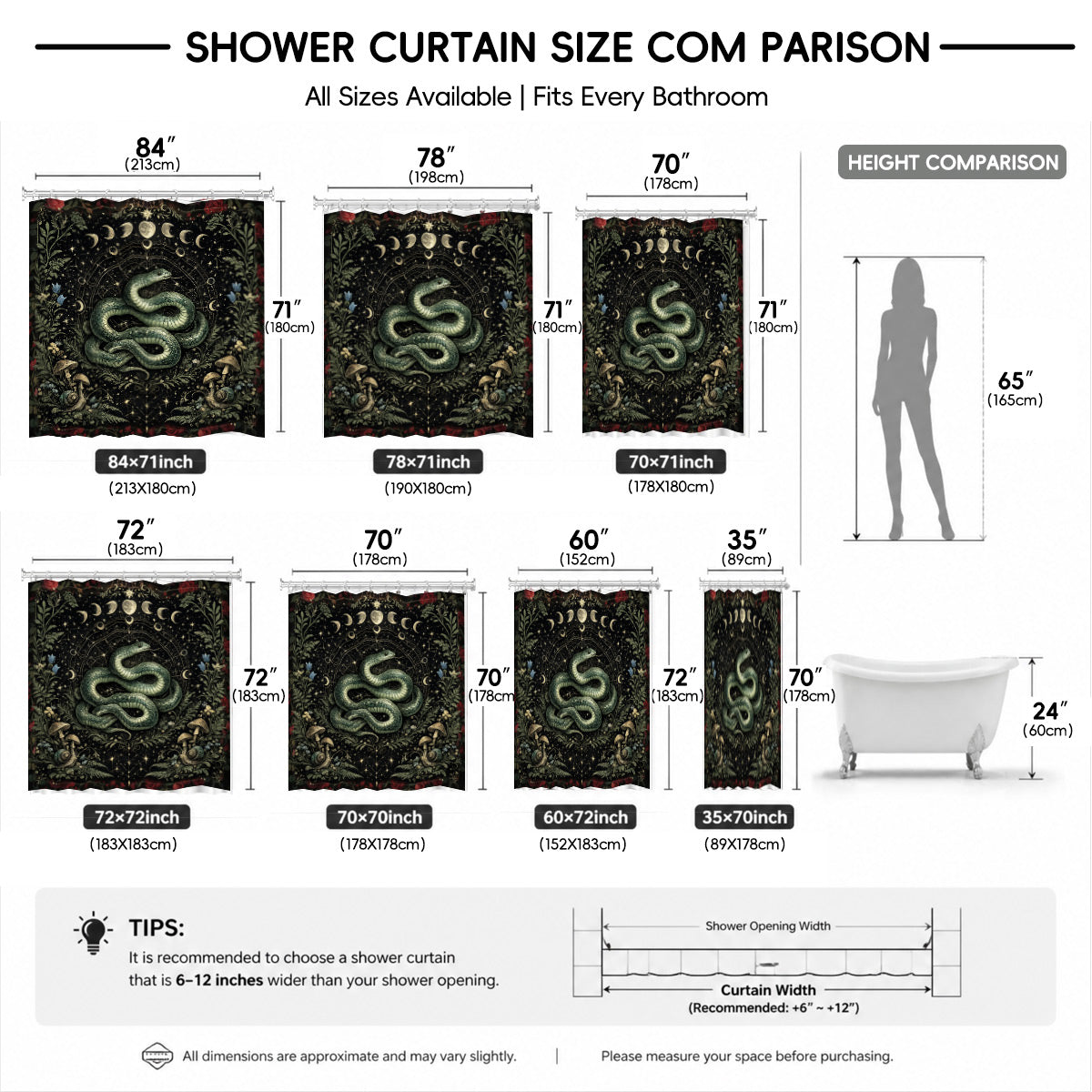 Mystical Nine Tailed Fox Shower Curtain Vintage Celestial Bath Decor