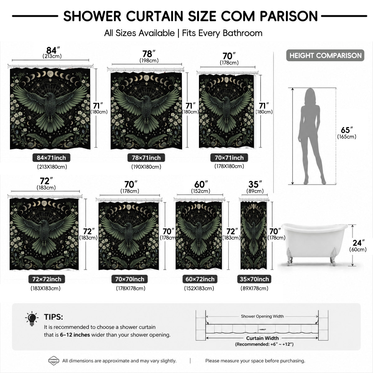 Mystical Nine Tailed Fox Shower Curtain Vintage Celestial Bath Decor