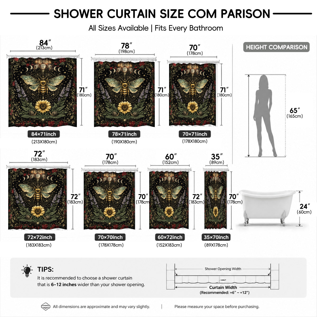 Mystical Nine Tailed Fox Shower Curtain Vintage Celestial Bath Decor