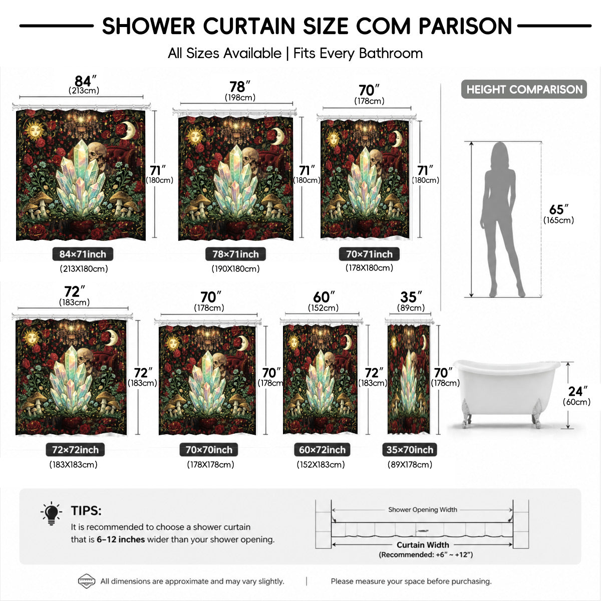 Mystical Forest Deer Shower Curtain Vintage Celestial Bathroom Decor
